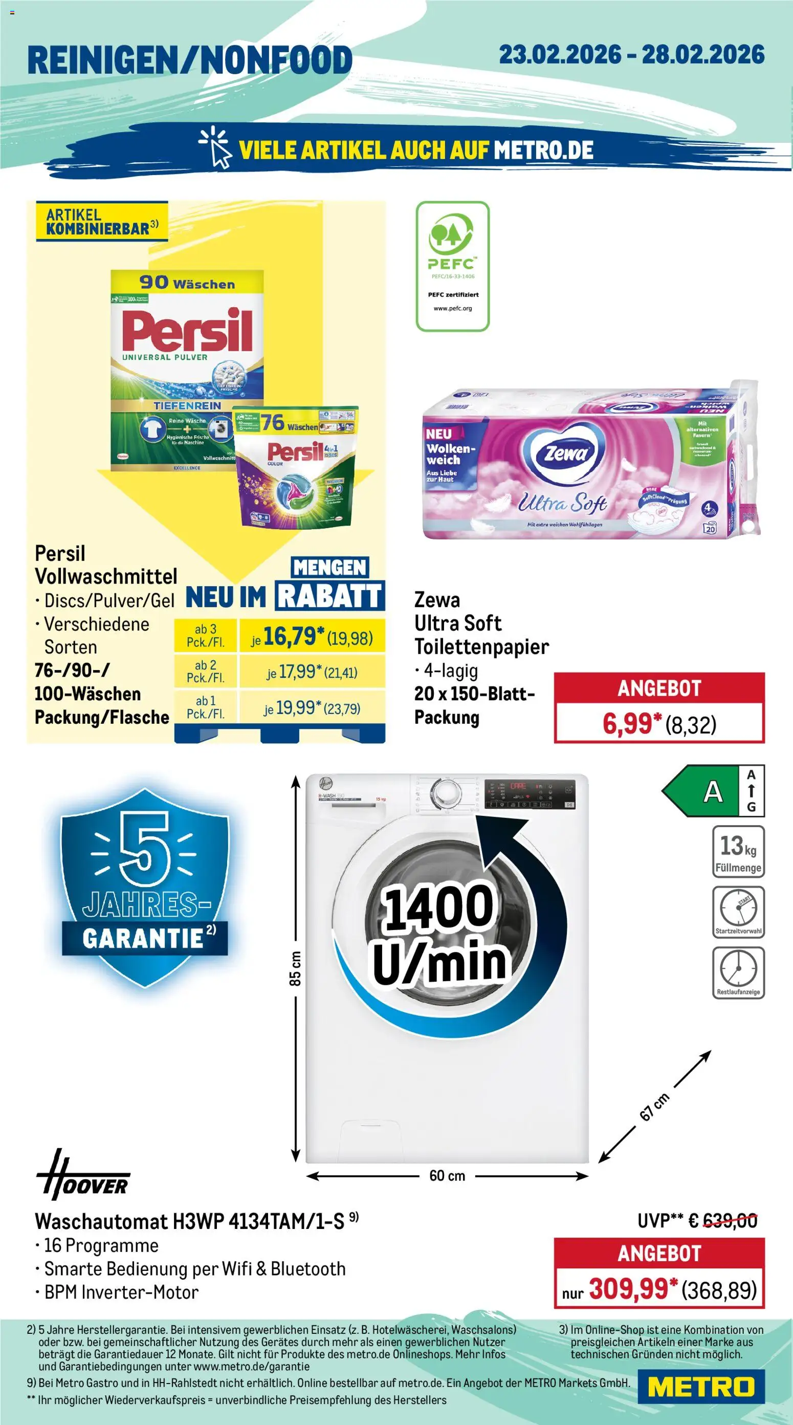 Metro Wochen-Angebote Gastro – gültig ab 23.02.2026 | Seite: 18 | Produkte: Zewa, Persil, Toilettenpapier