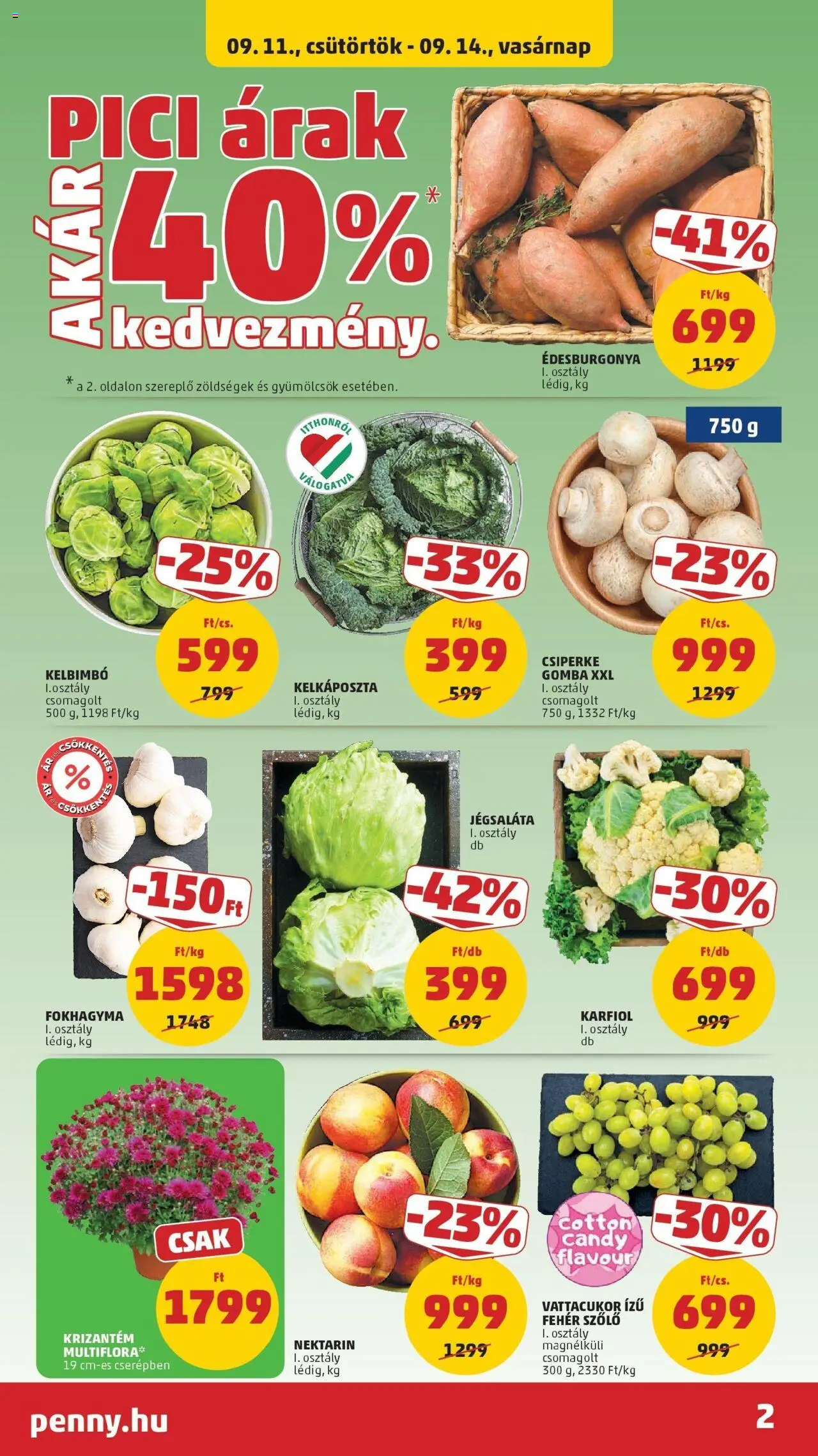 PENNY akciós ujság - amely érvényes a következő dátumtól: 11.09.2025 | Oldal: 2 | Termékek: Fokhagyma, Jégsaláta, Édesburgonya, Kelbimbó
