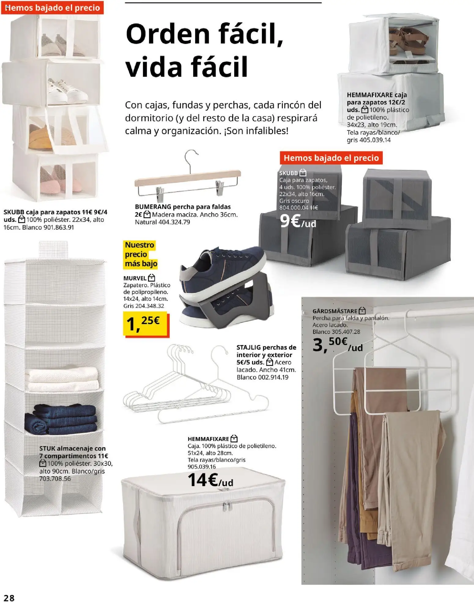 Catálogo IKEA Organización en el hogar │ válido desde el 15.01.2026 | Página: 28 | Productos: Faldas, Percha, Almacenaje, Caja
