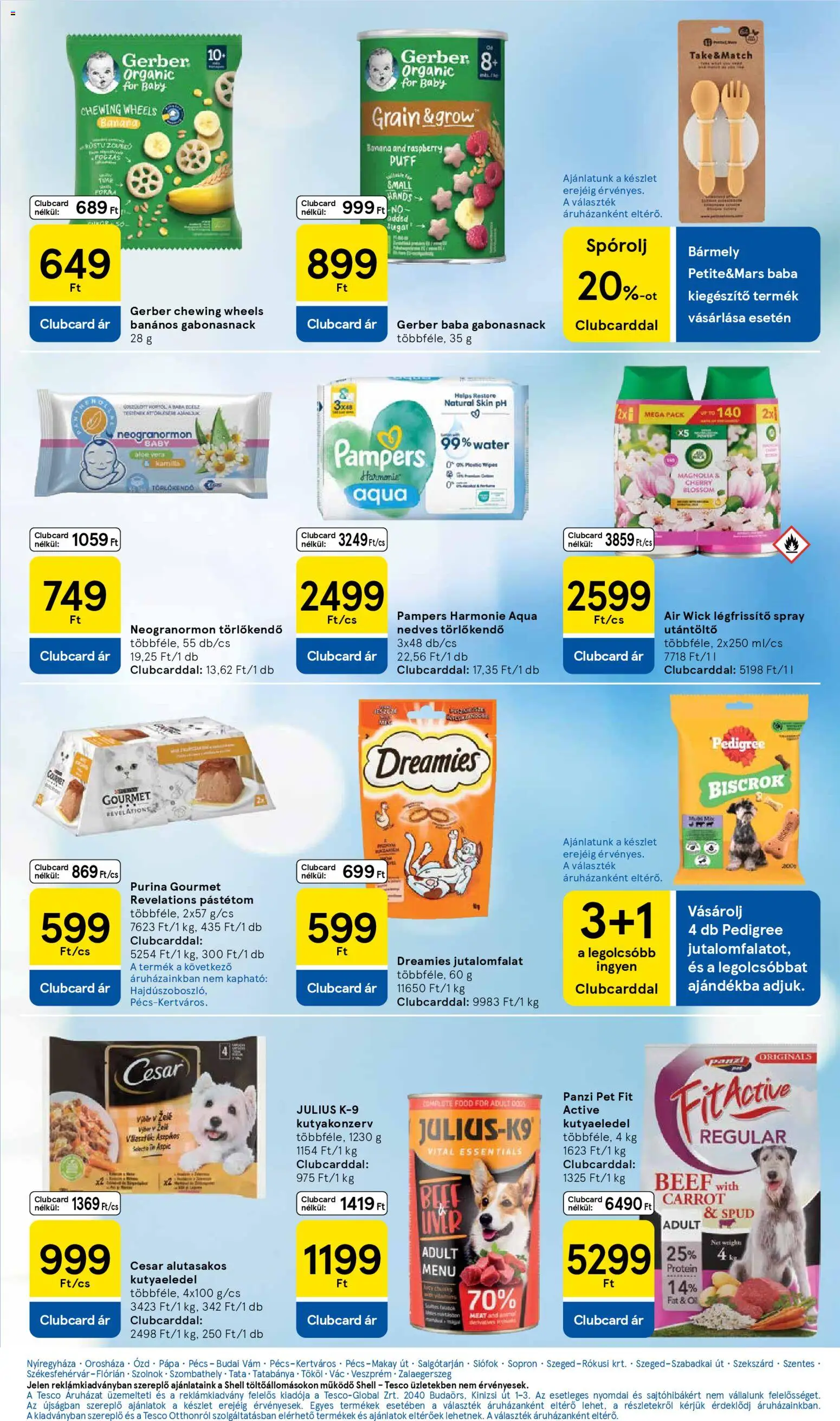 Tesco akciós ujság - amely érvényes a következő dátumtól: 19.02.2026 | Oldal: 23 | Termékek: Kutyaeledel, Törlőkendő, Aloe vera, Puff