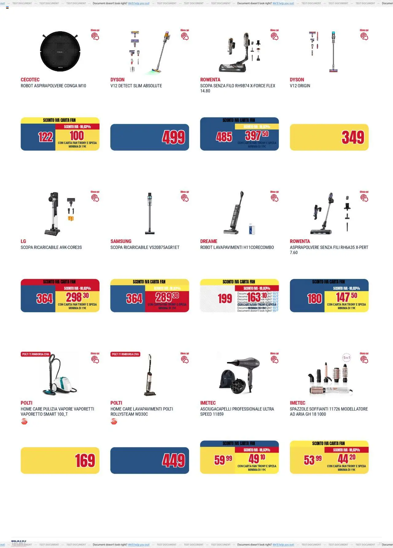 Volantino Trony del 02.10.2025 | Pagina: 27 | Prodotti: Vaporetto, Robot aspirapolvere, Aspirapolvere, Dyson