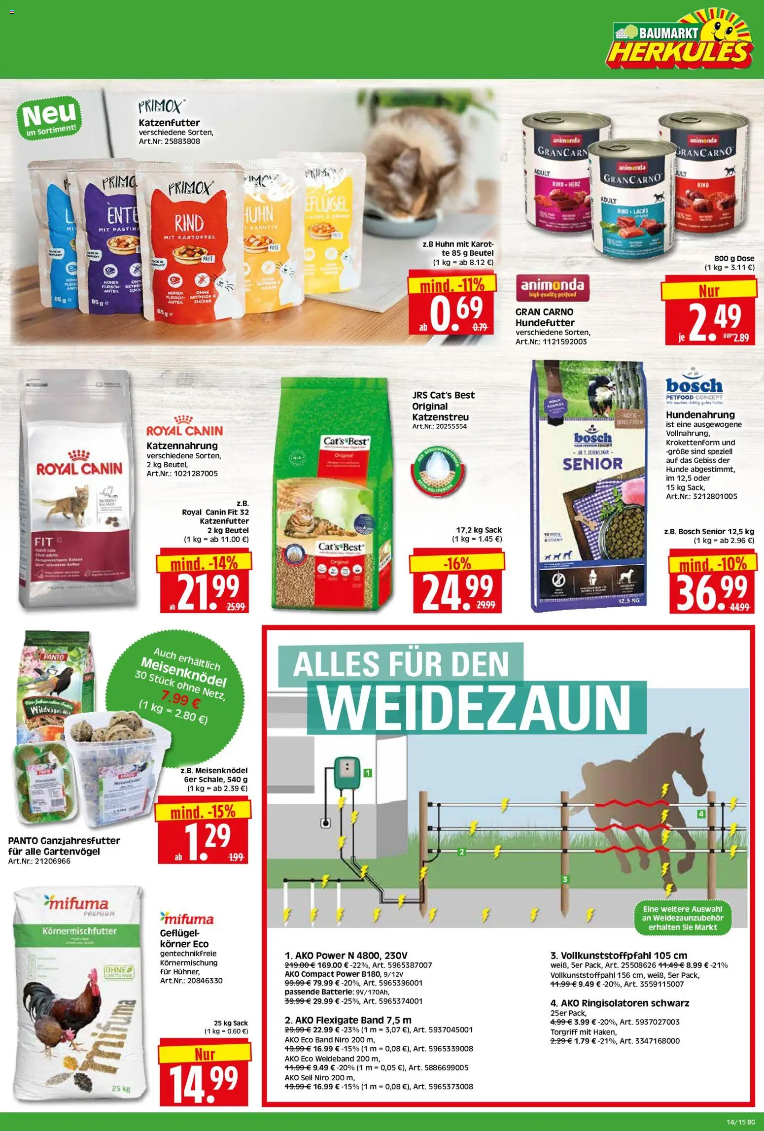 HERKULES - Bau & Garten – gültig ab 30.03.2026 | Seite: 15 | Produkte: Batterie, Zucker, Getreide, Ente