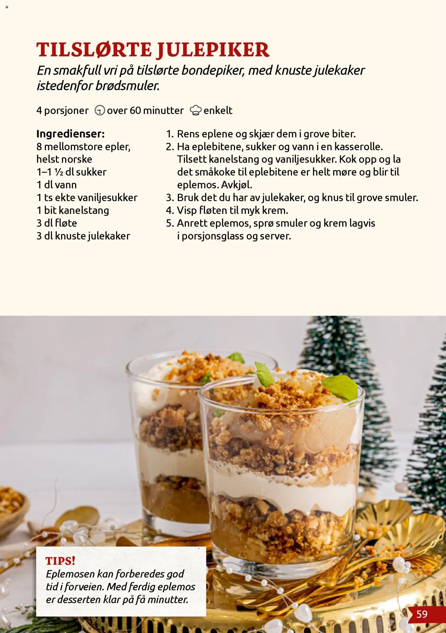 {H1} | Side: 59 | Produkter: Krem, Vaniljesukker, Prosecco, Tape