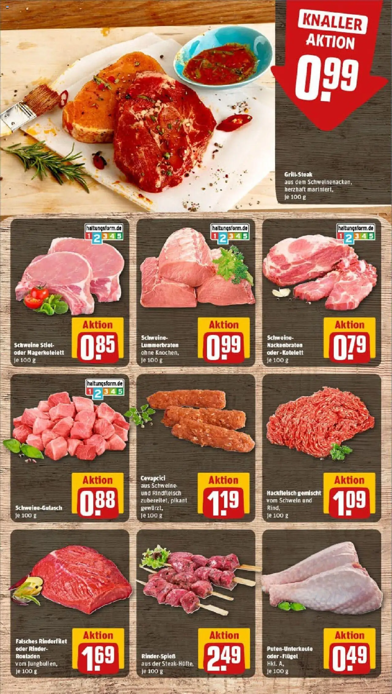 Rewe prospekt Hückelhoven / Hilfarth	 - gültig ab dem 11.08.2025 | Seite: 8 | Produkte: Schweinegulasch, Rinderfilet, Cevapcici, Schweinenacken