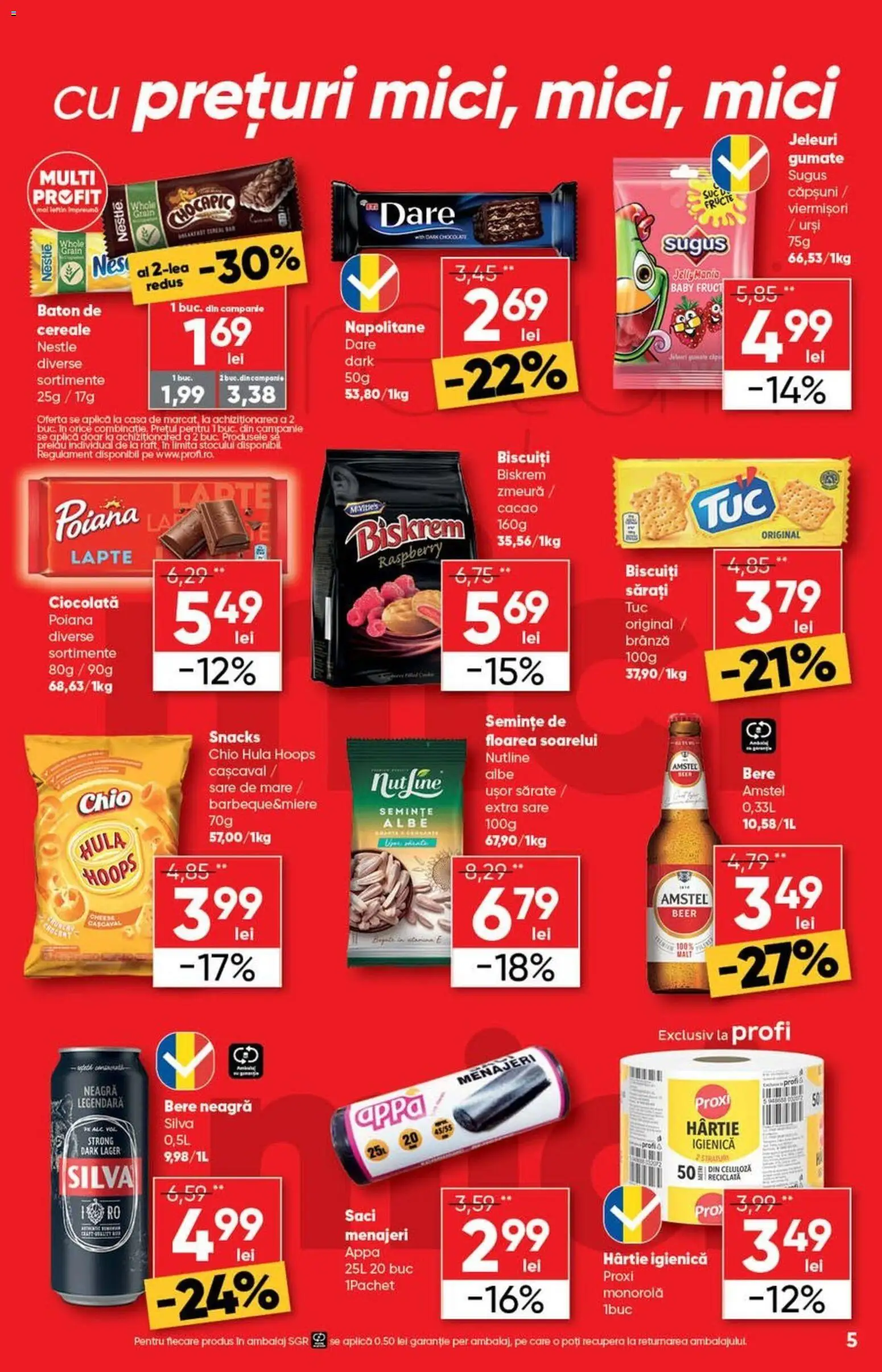 Noul catalog Profi – valabil de la 15.04.2026 | Pagină: 5 | Produse: Napolitane, Brânză, Bere, Biscuiți