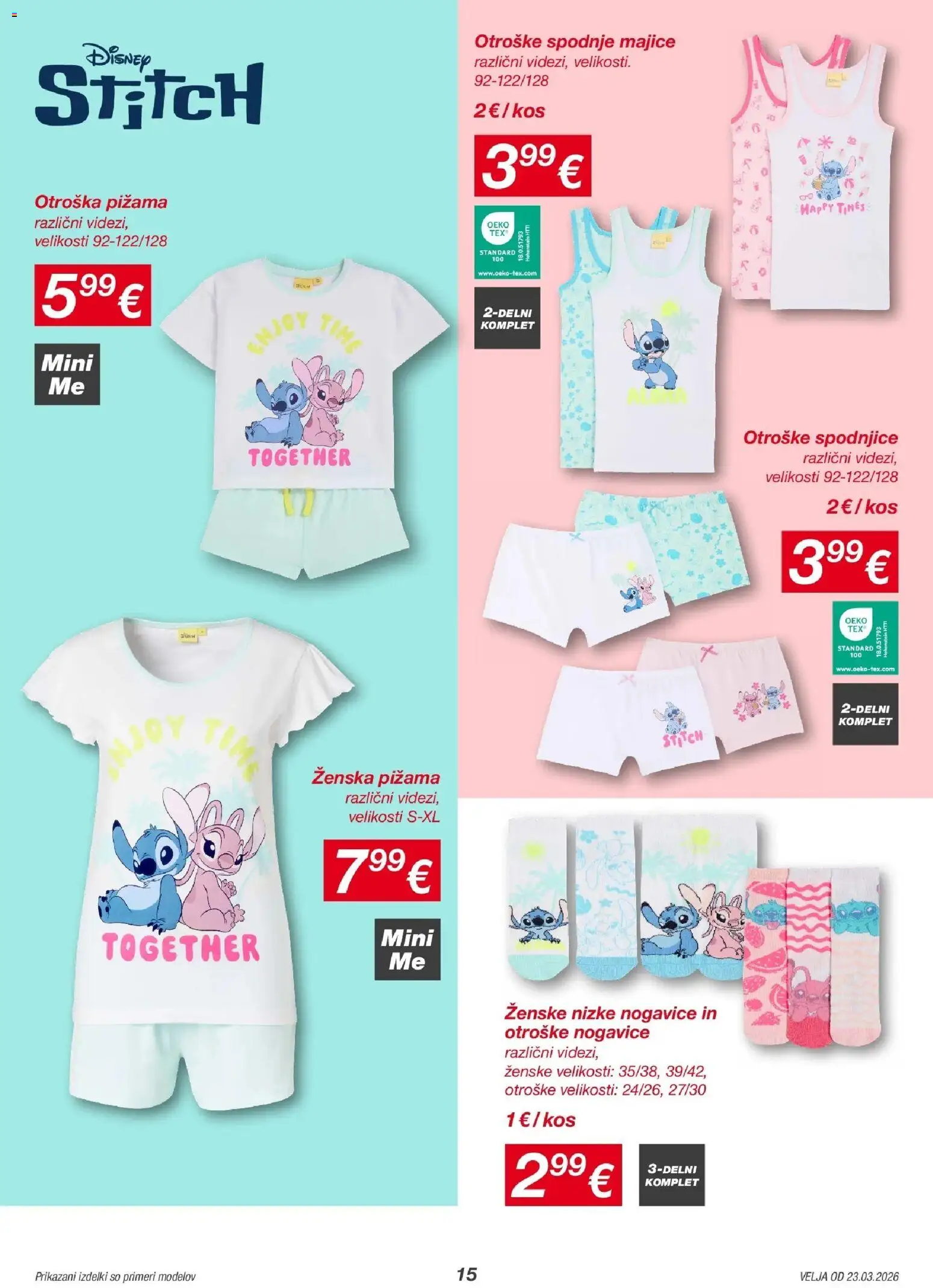 Novi Kik katalog ponudbe – veljaven od 19.03.2026 | Stran: 15 | Izdelki: Pižama, Spodnjice, Kos, Nogavice