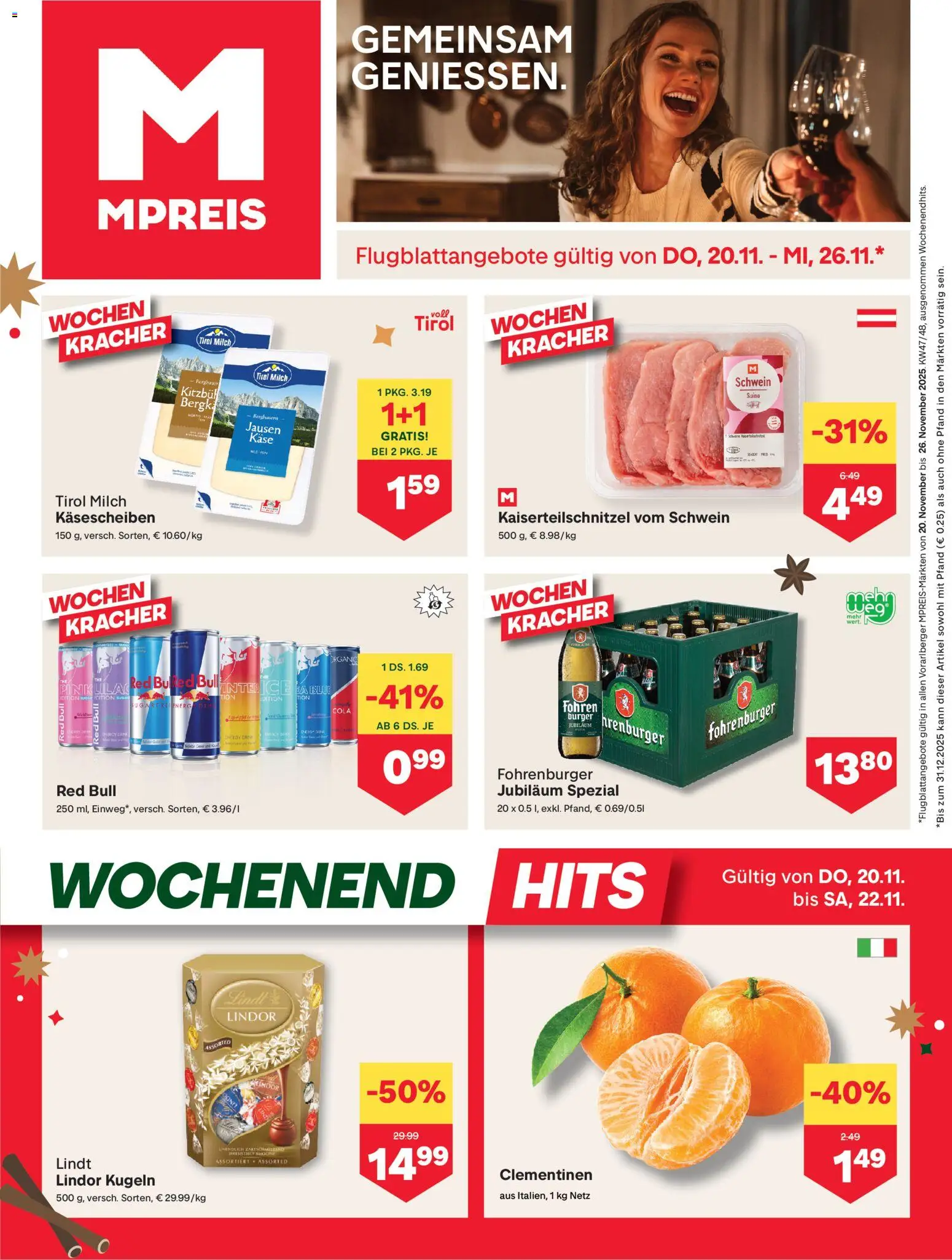 MPREIS Hohenems gültig ab 20.11.2025 | Seite: 1 | Produkte: Milch, Käse