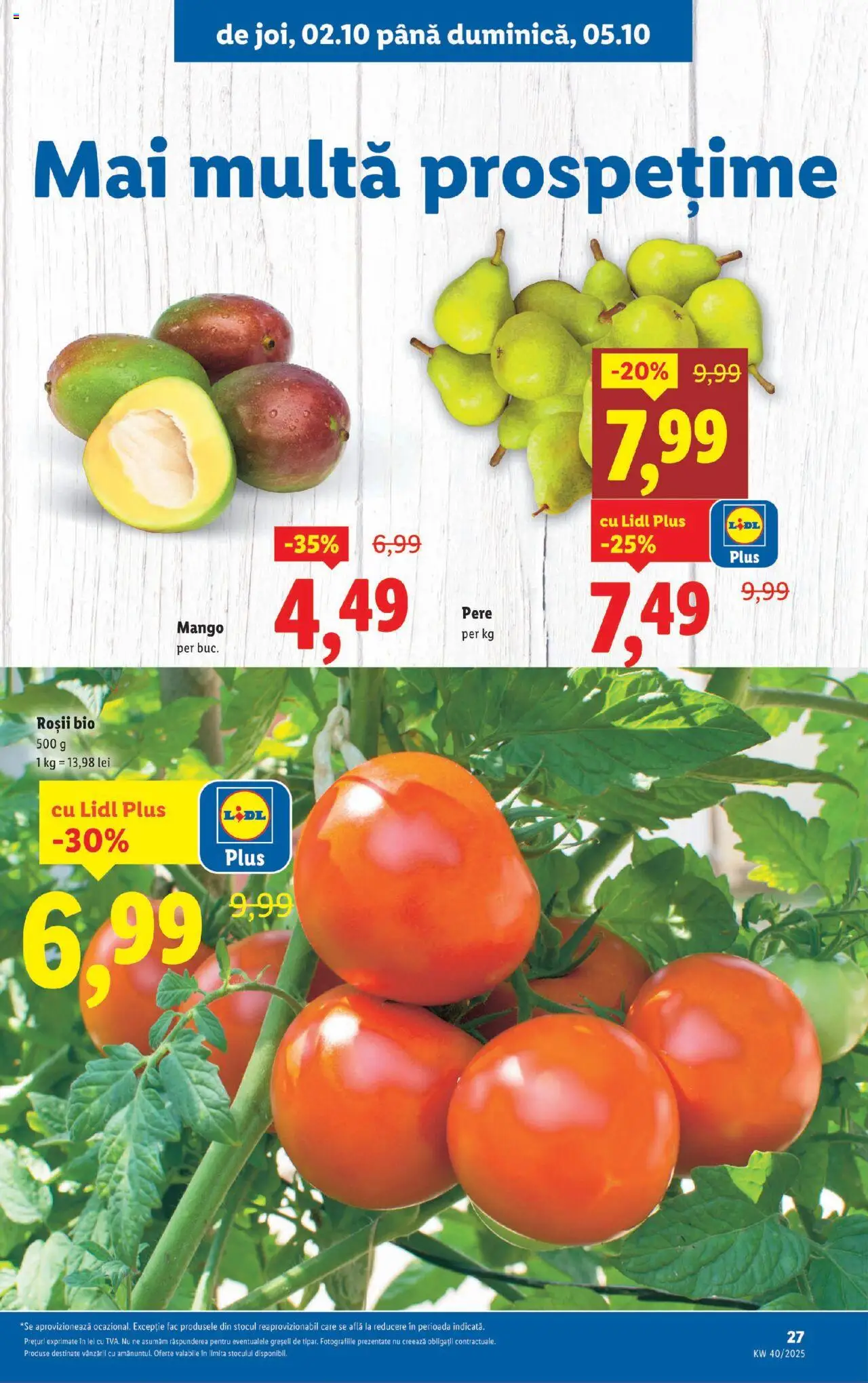 Noul catalog Lidl – valabil de la 29.09.2025 | Pagină: 27 | Produse: Şerit ödül, Roșii, Mango