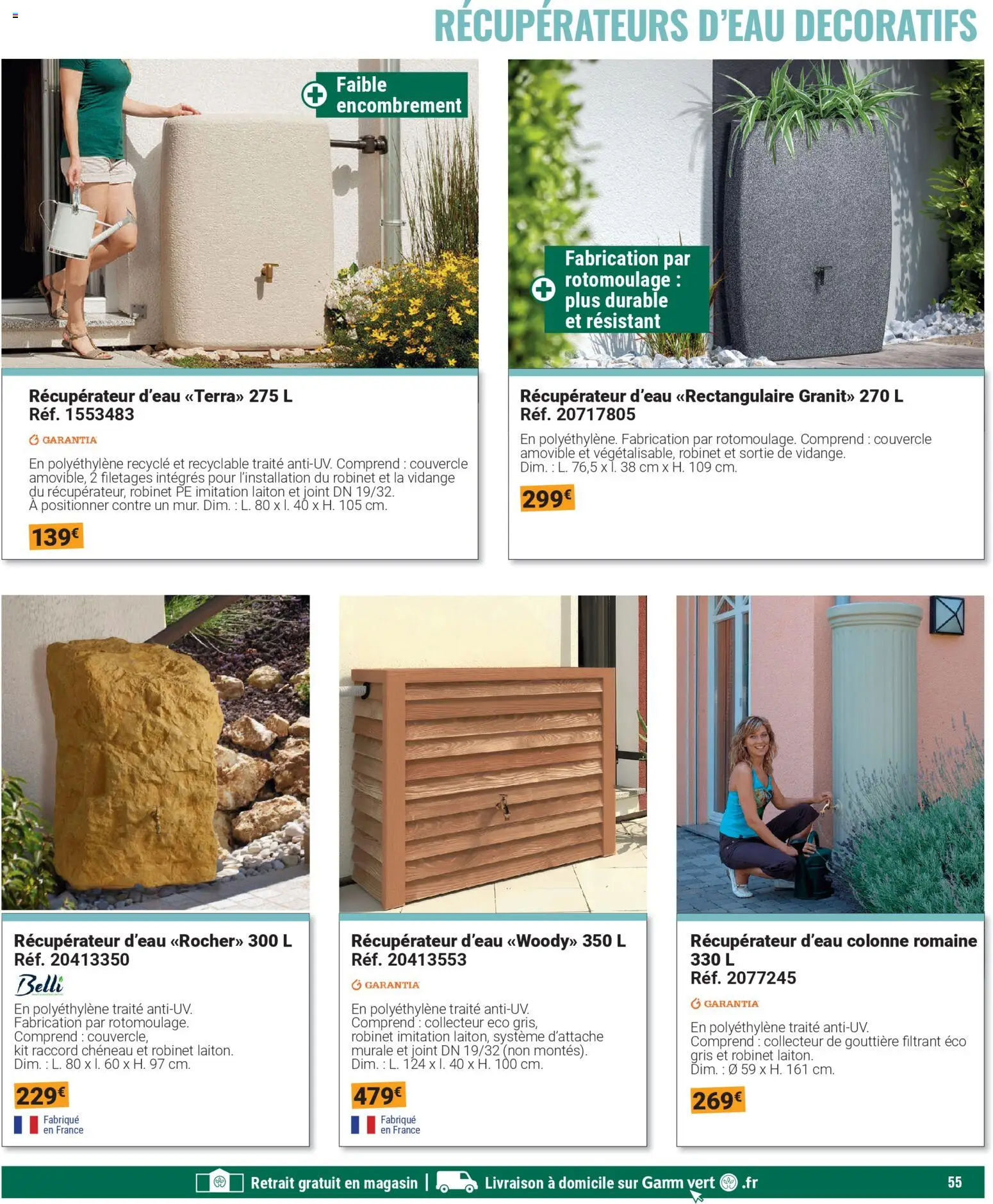 {H1} | Page: 55 | Produits: Robinet, Gouttière, Récupérateur d'eau