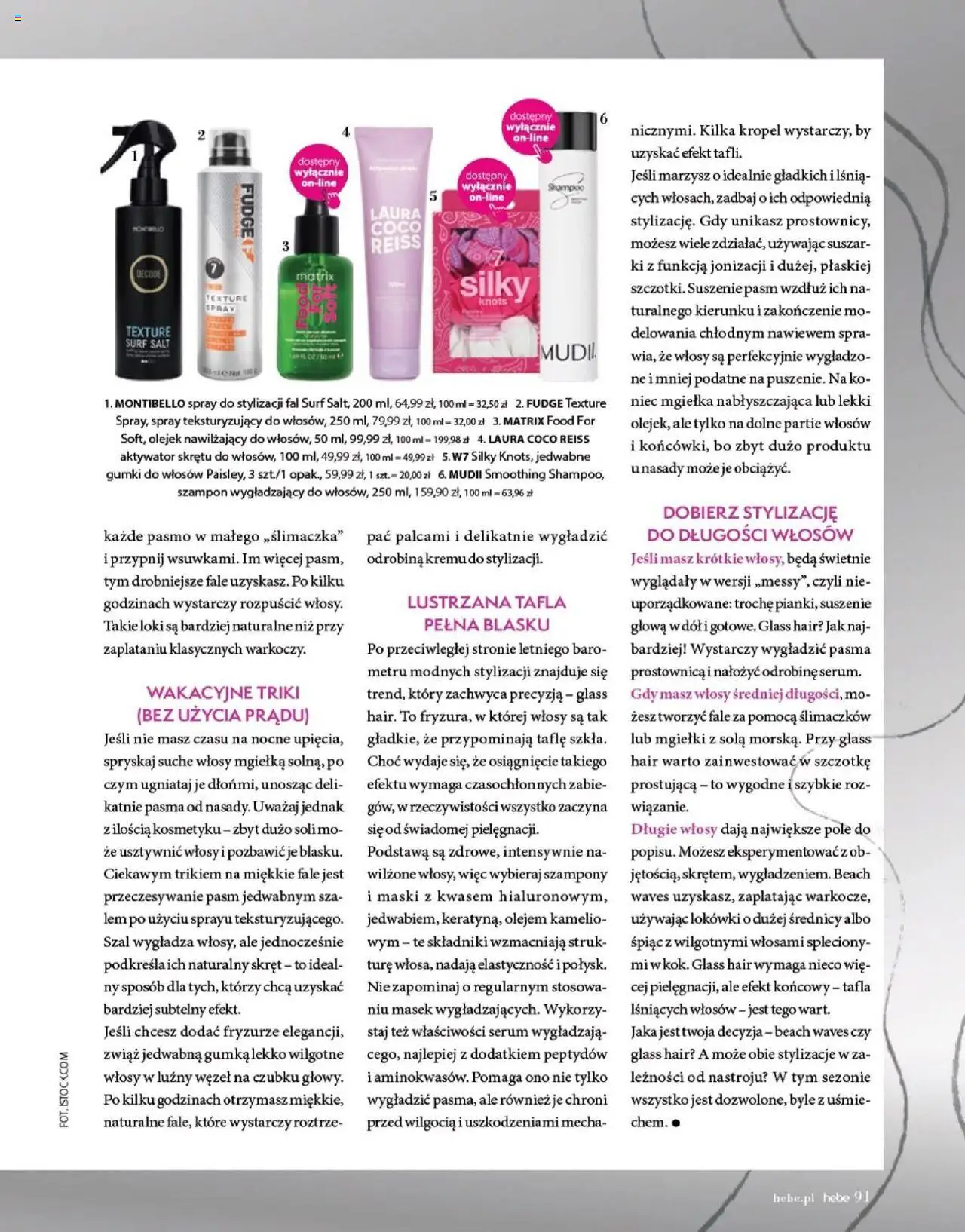 Hebe Gazetka - Magazyn od 01.07.2025 | Strona: 91 | Produkty: Szal, Prostownica, Róż, Szampon