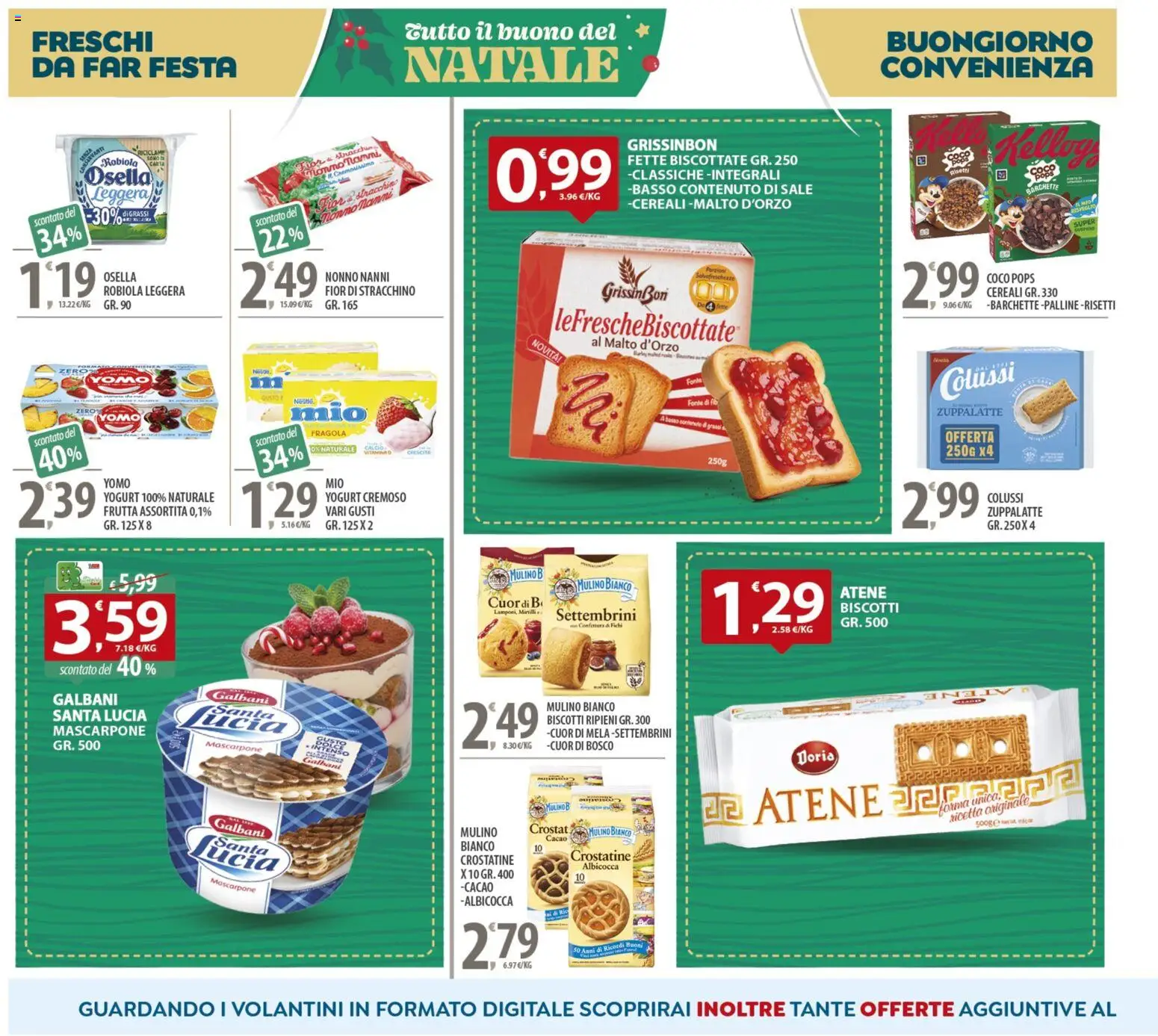 Volantino SISA del 16.12.2025 | Pagina: 12 | Prodotti: Yogurt, Cacao, Fette biscottate, Robiola