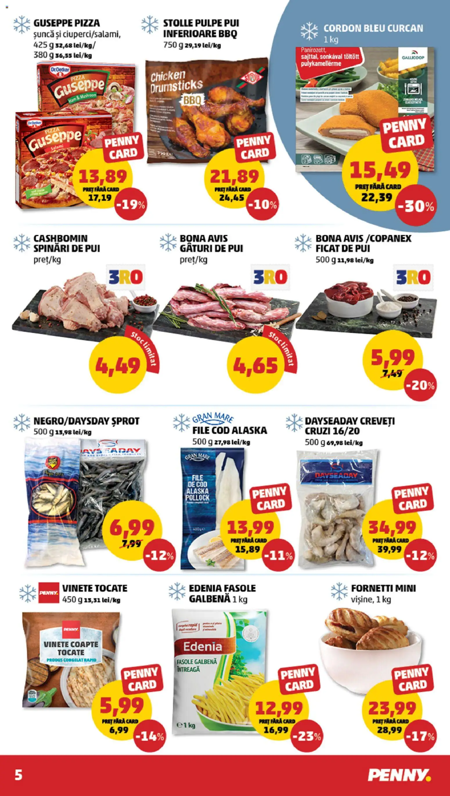 Noul catalog PENNY – valabil de la 07.01.2026 | Pagină: 5 | Produse: Hacıyatmaz Kedi Oyuncağı, Cordon bleu, Șuncă, Pizza