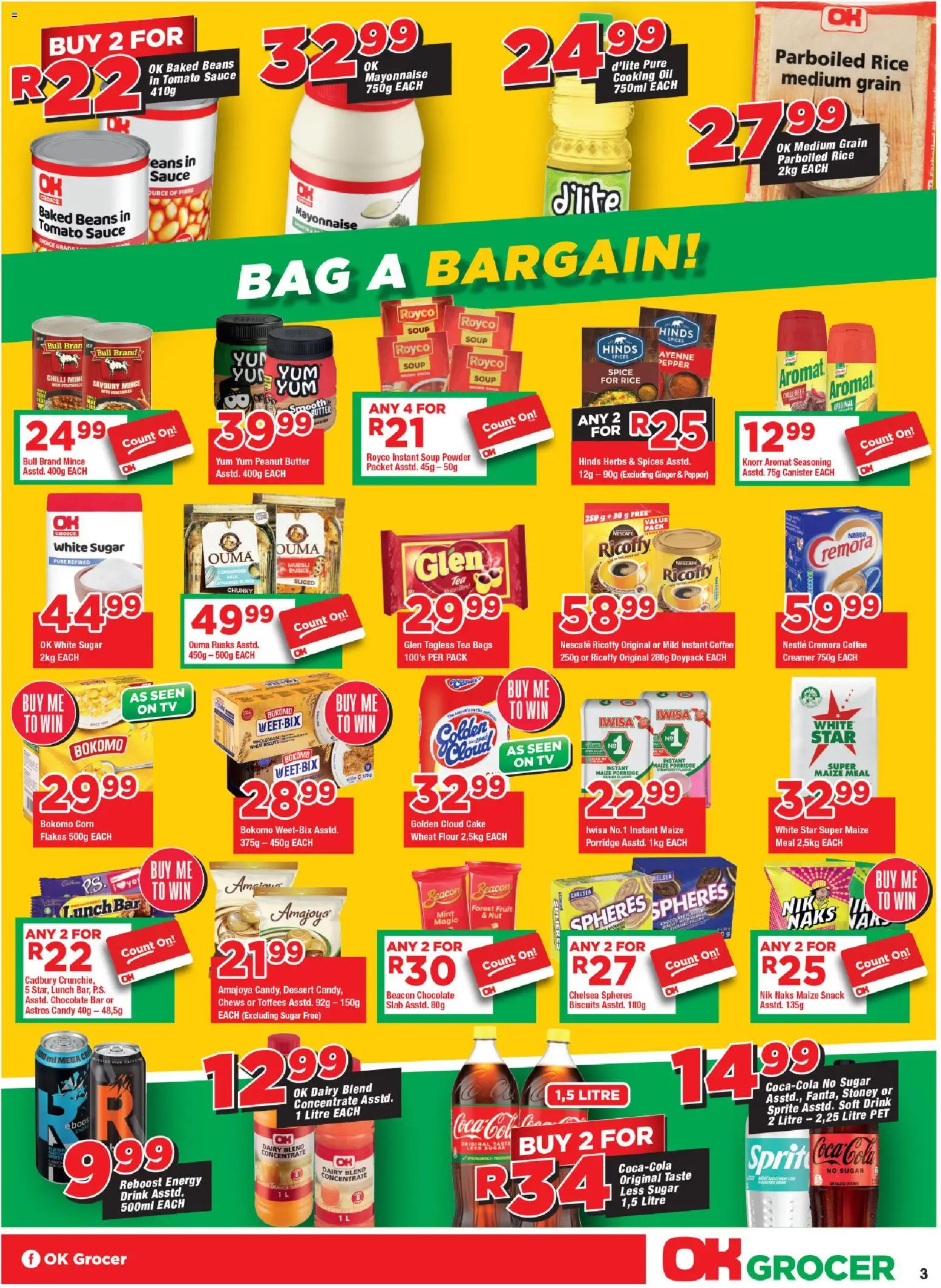 New OK Foods catalogue – valid from 12.11.2025 | Page: 3 | Products: Milk, Tea, Sprite, Dairy blend