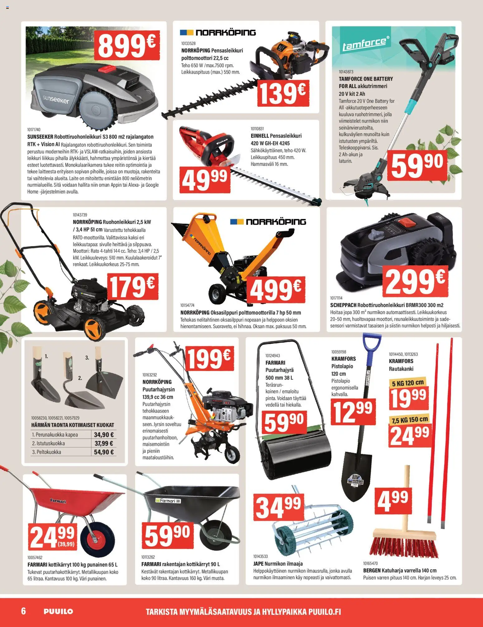 Puuilo tarjoukset – voimassa 27.04.2026 alkaen | Sivu: 6 | Tuotteet: Leikkuri, Robottiruohonleikkuri, Ruohonleikkuri, Pensasleikkuri