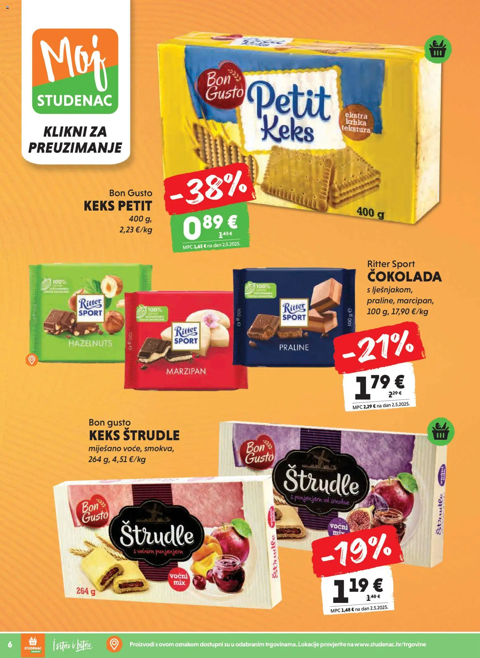 Studenac katalog | vrijedi od 05.11.2025 | Stranica: 6 | Proizvodi: Praline, Čokolada, Keks, Štrudle