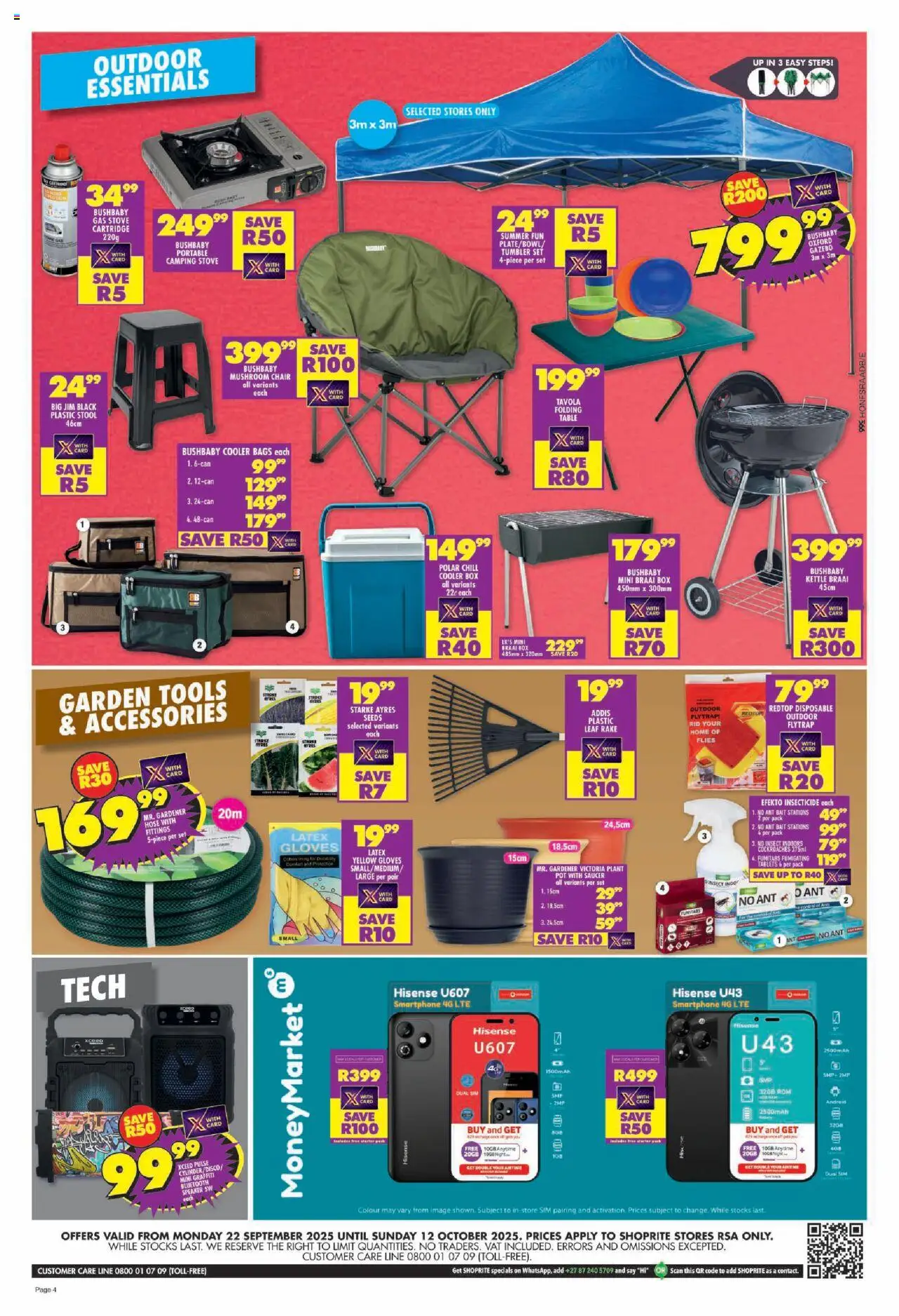 New Shoprite catalogue – valid from 22.09.2025 | Page: 4 | Products: Stool, Speaker, Box, Gas stove
