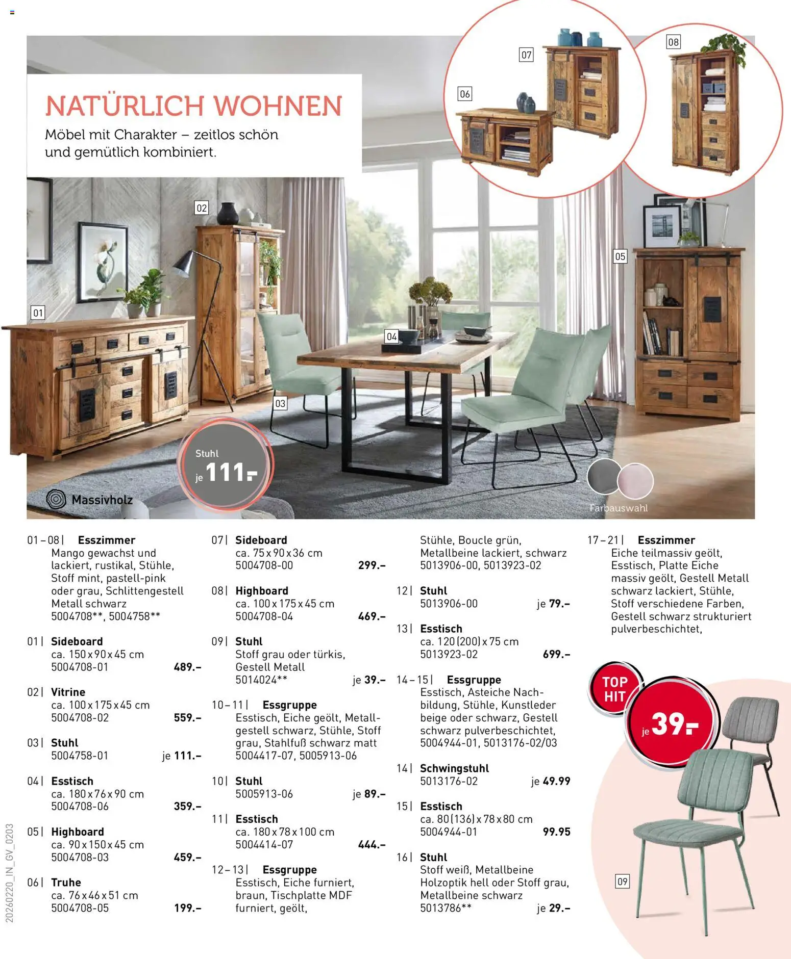 Möbel Martin Prospekt 	 – gültig ab 20.02.2026 | Seite: 2 | Produkte: Truhe, Essgruppe, Vitrine, Mango