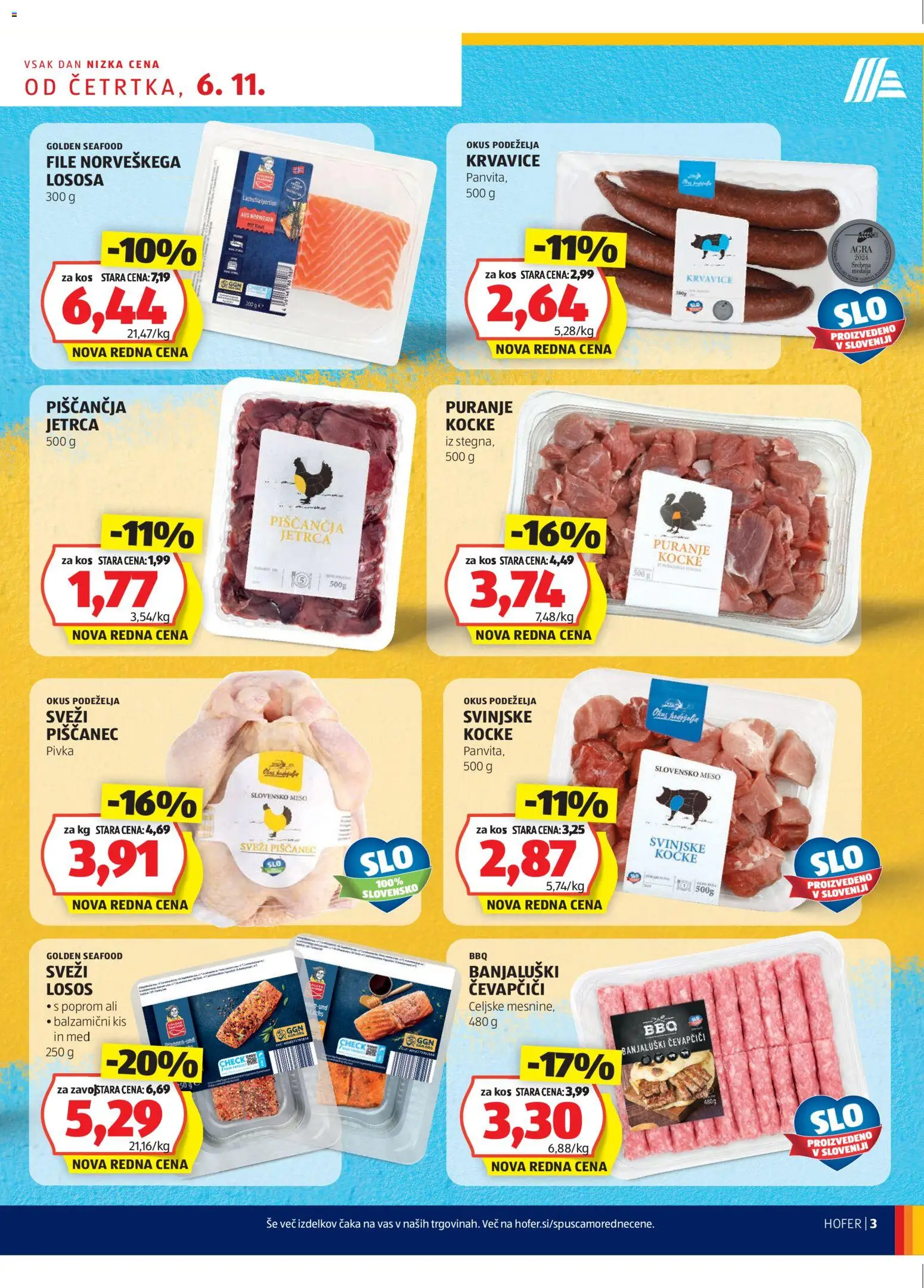 Hofer SI katalog | vrijedi od 06.11.2025 | Stranica: 3 | Proizvodi: Med, Meso, Losos, Ćevapčići