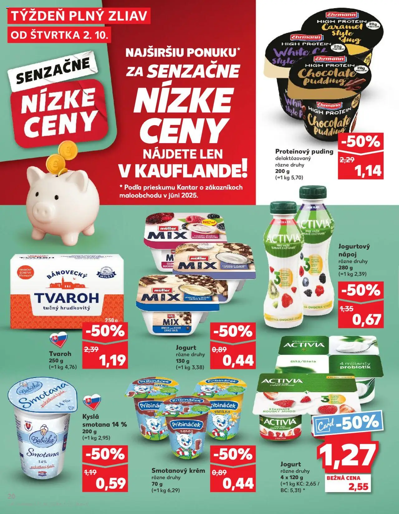 Nové Kaufland akcie – leták je platný od 02.10.2025 | Strana: 20 | Produkty: Proteínový puding, Protein, Puding, Krém