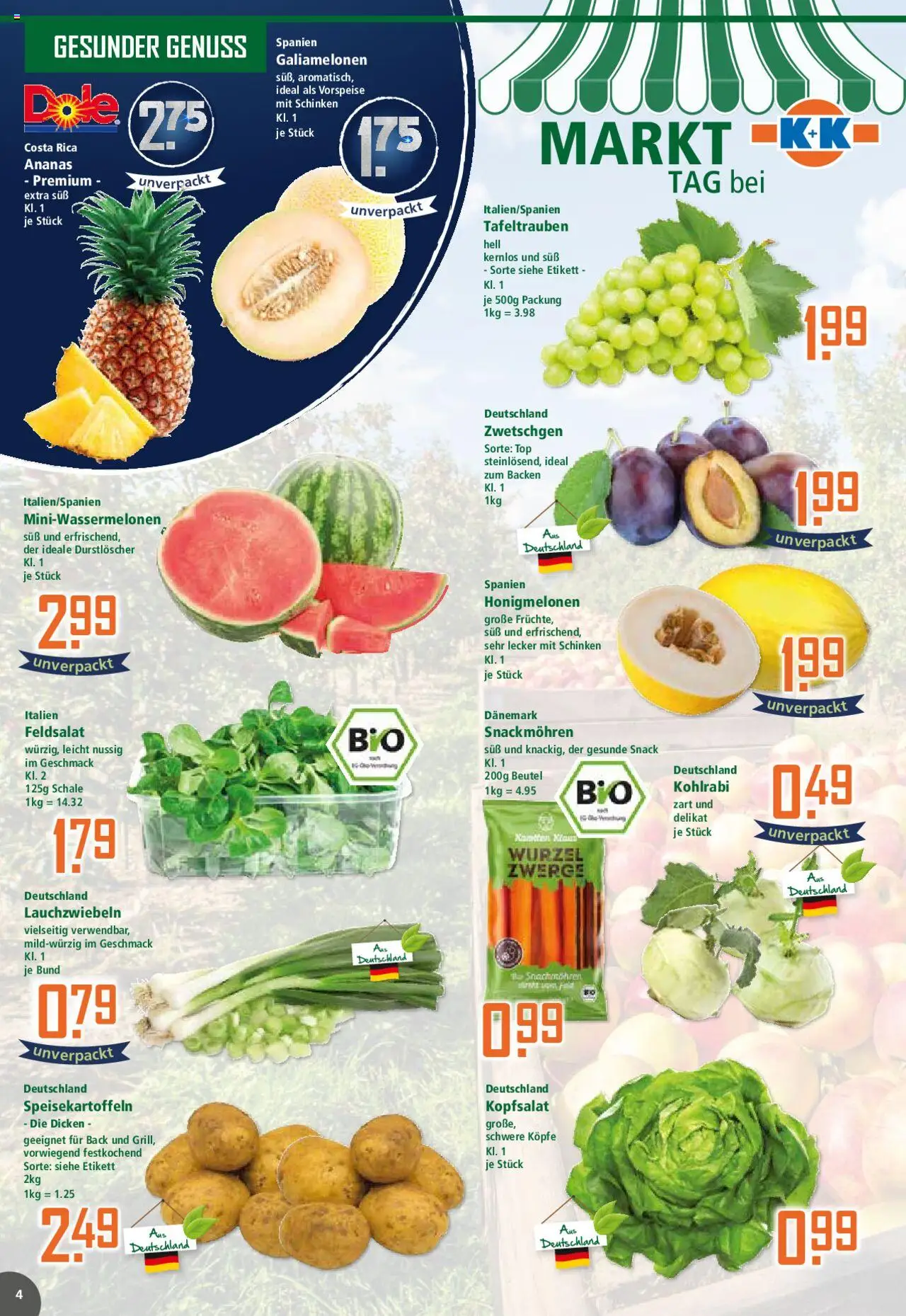 Klaas & Kock Prospekt 	 - gültig ab dem 18.08.2025 | Seite: 4 | Produkte: Top, Durstloscher, Zwetschgen, Schinken