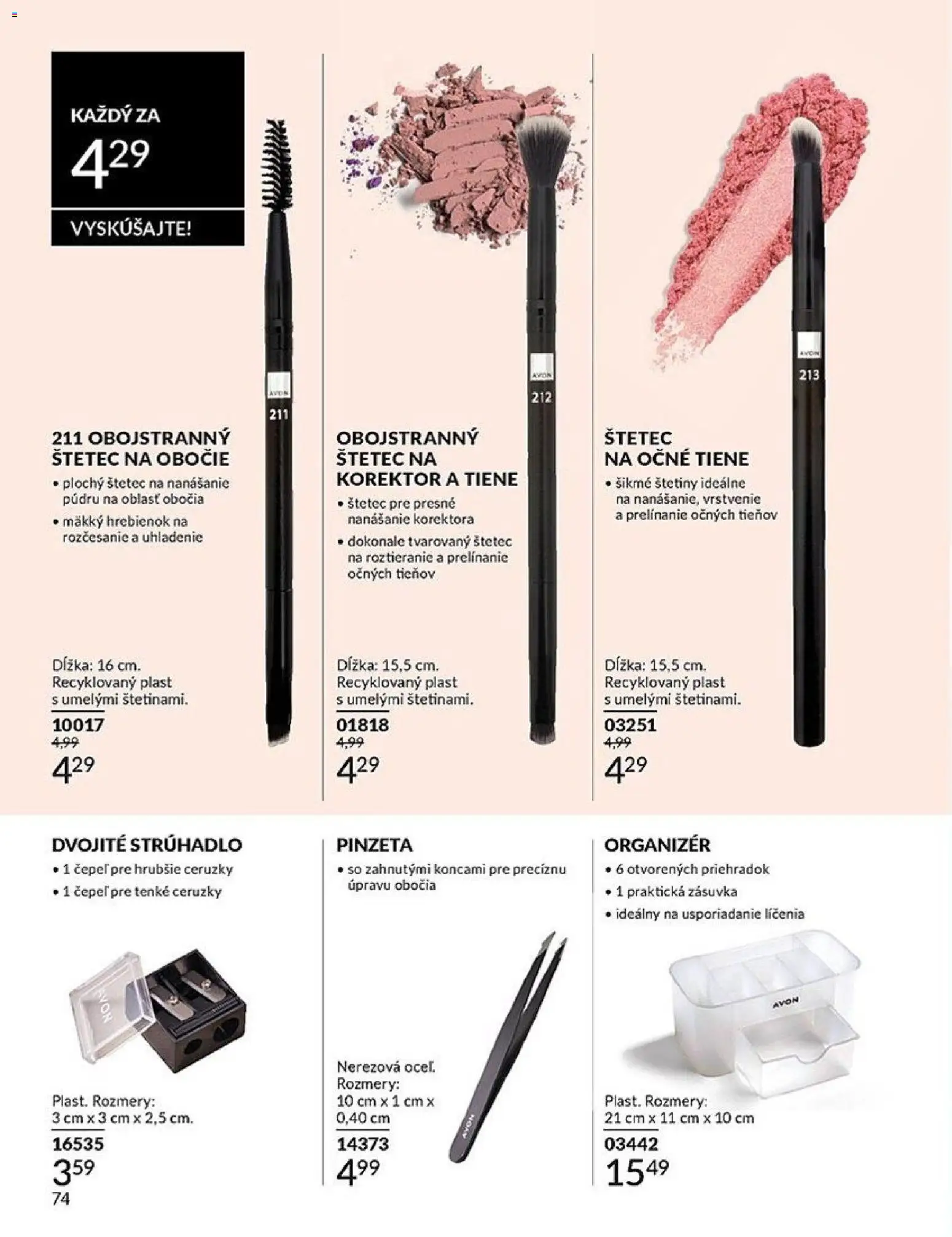 Nové Avon akcie – leták je platný od 01.03.2026 | Strana: 74 | Produkty: Organizér, Strúhadlo, Zásuvka, Štetec