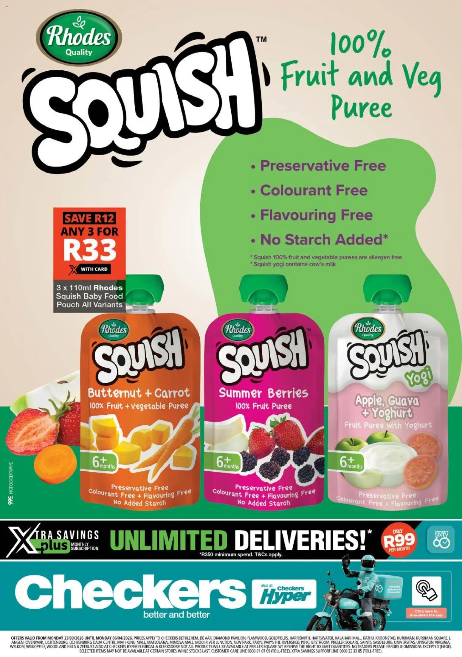 New Checkers catalogue – valid from 23.03.2026 | Page: 1 | Products: Yoghurt, Milk, Preservative, Baby food