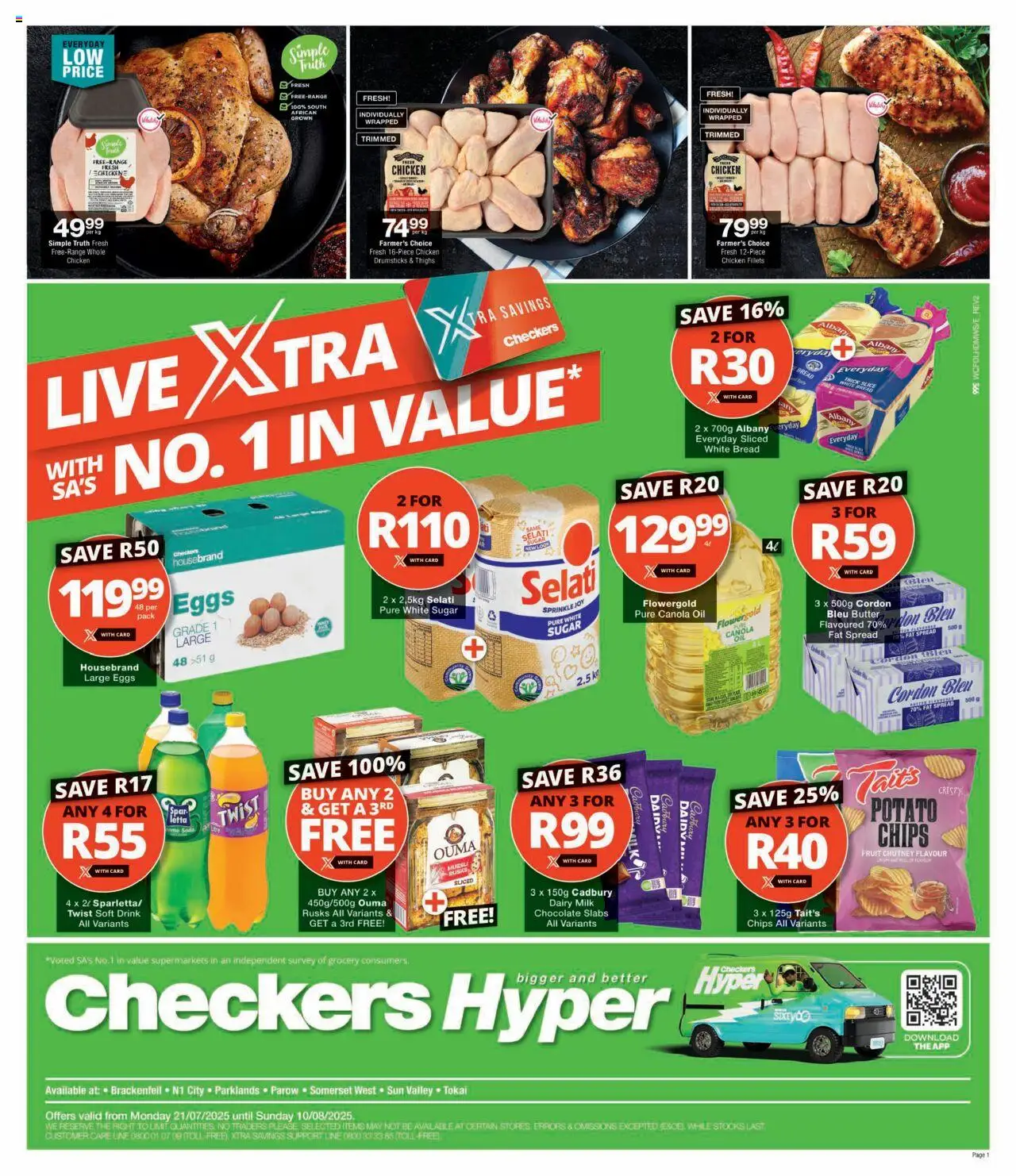 Checkers Western Cape - Hyper July Month-End Promotion │ valid from 21.07.2025 | Page: 1 | Products: Chutney, Magdalenas, Rusks, Fruit