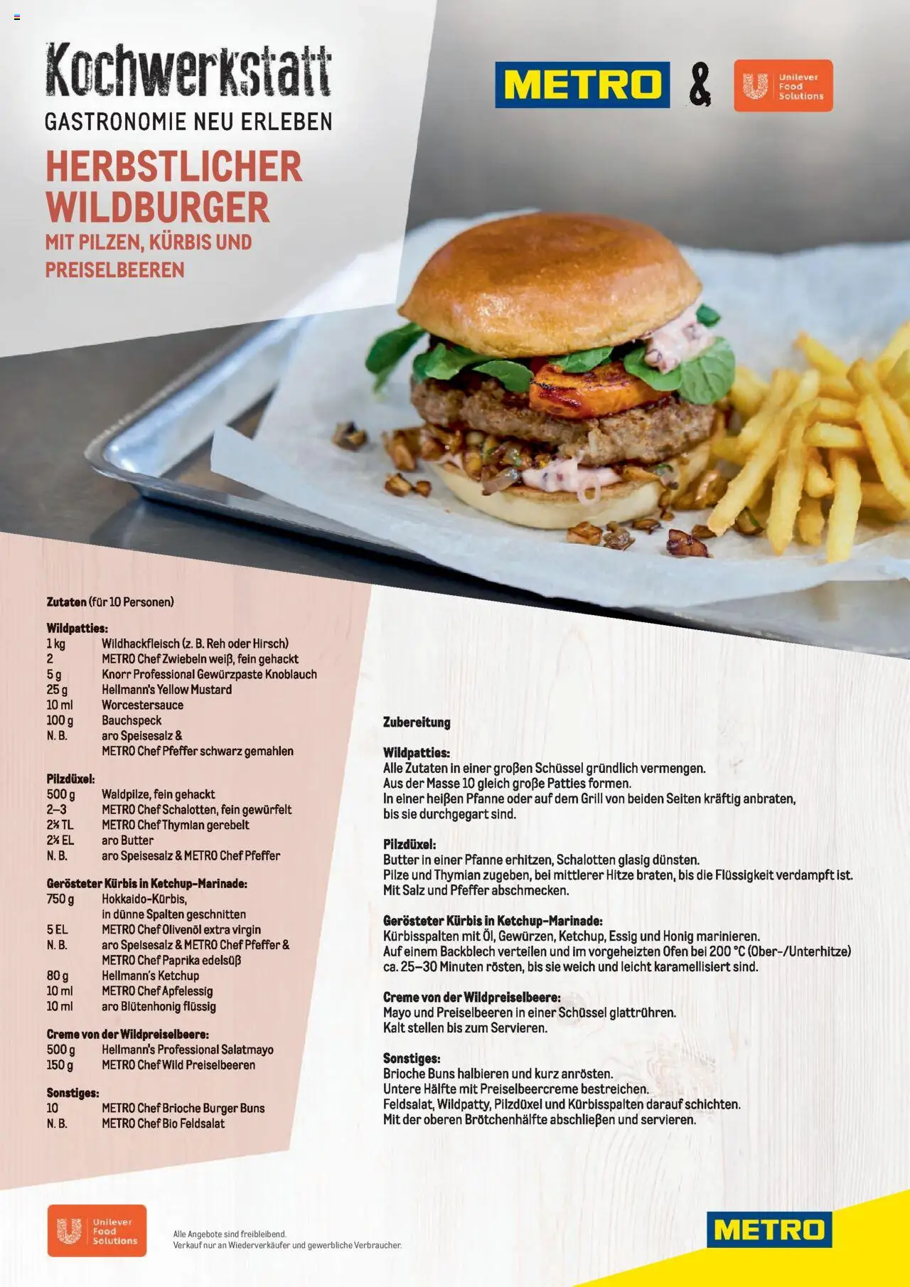 Metro - Kochwerkstatt Herbstlicher Wildburger - gültig ab dem 22.08.2025 | Seite: 1 | Produkte: Essig, Creme, Zwiebeln, Ketchup
