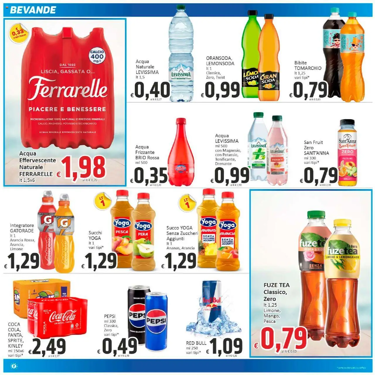 Volantino Paghi Poco del 06.08.2025 | Pagina: 2 | Prodotti: Bicarbonato, Pesca, Arancia, Pepsi