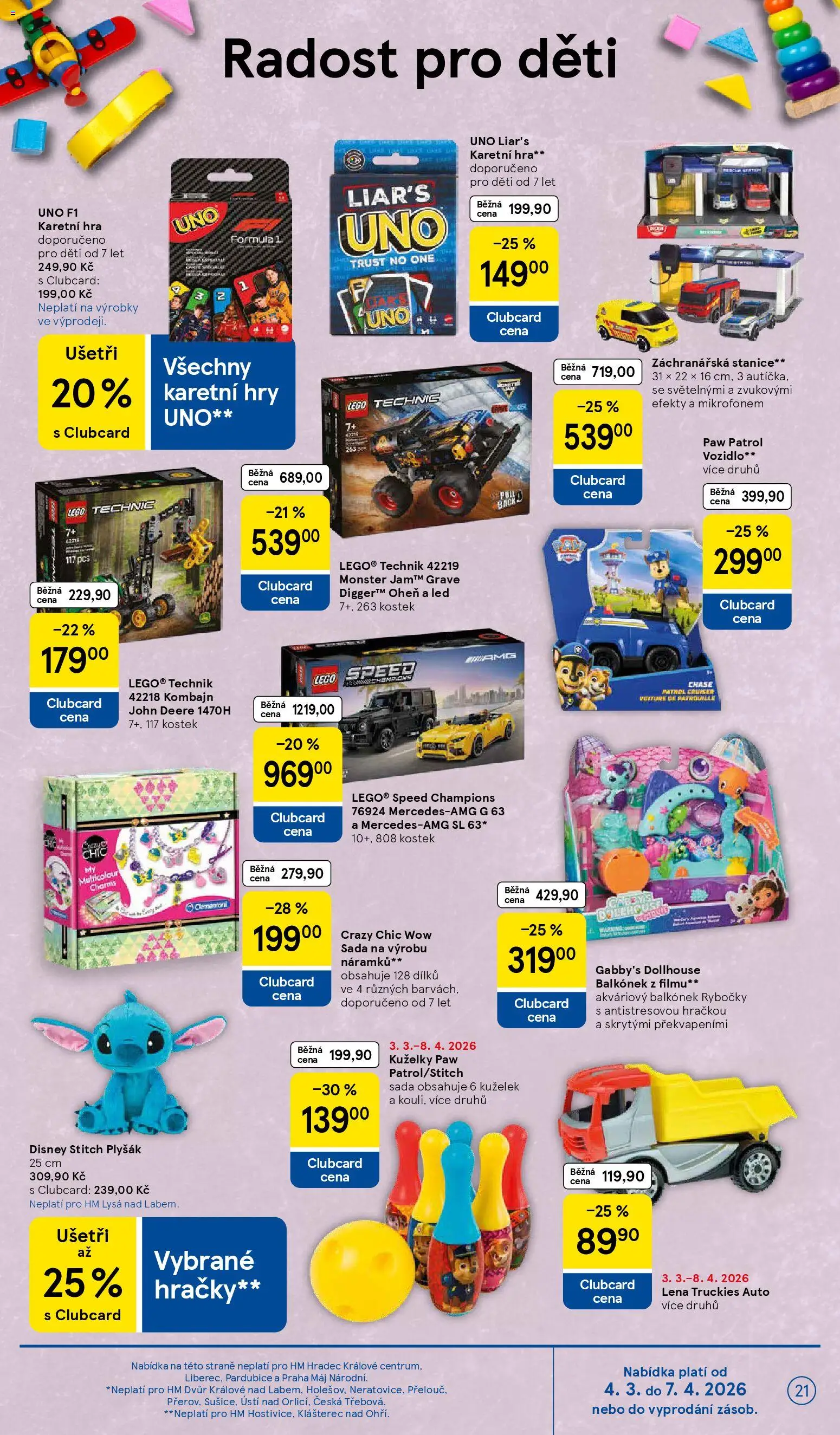 Tesco leták - Hypermarket od 04.03.2026 | Strana: 21 | Produkty: Lego Technic, Hračky, Plyšák, Stitch