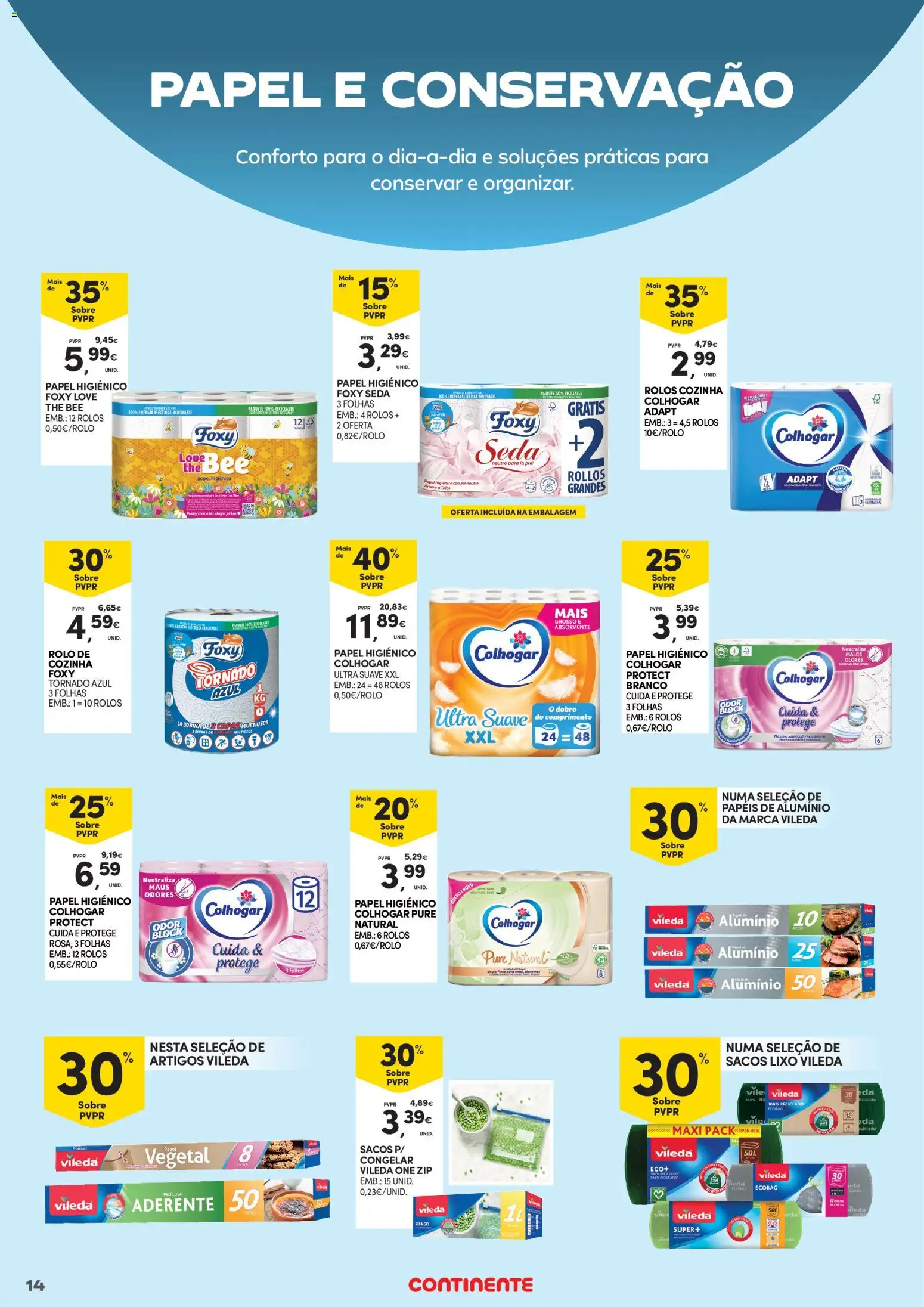 Continente - Açores Limpeza do Lar │ válido de 24.02.2026 | Página: 14 | Produtos: Papel higiénico