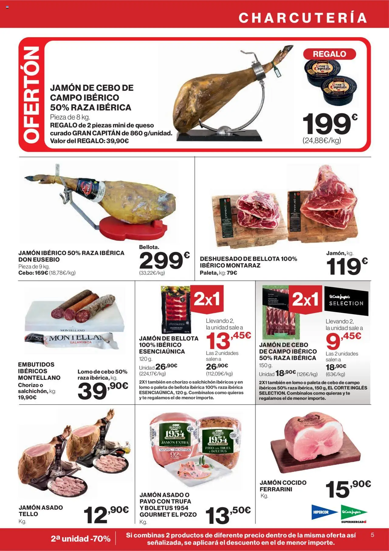 El Corte Inglés ofertas │ válido desde el 31.07.2025 | Página: 5 | Productos: Queso, Jamón ibérico, Jamón, Νυχτικό