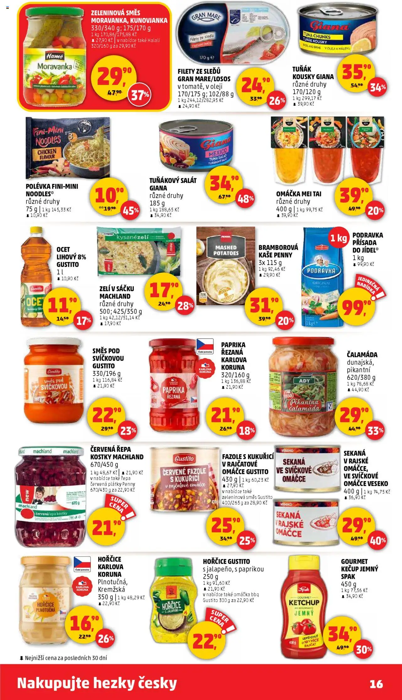 Penny Market leták - Čtvrtečník od 02.10.2025 | Strana: 16 | Produkty: Ocet, Zelí, Brie, Kaše