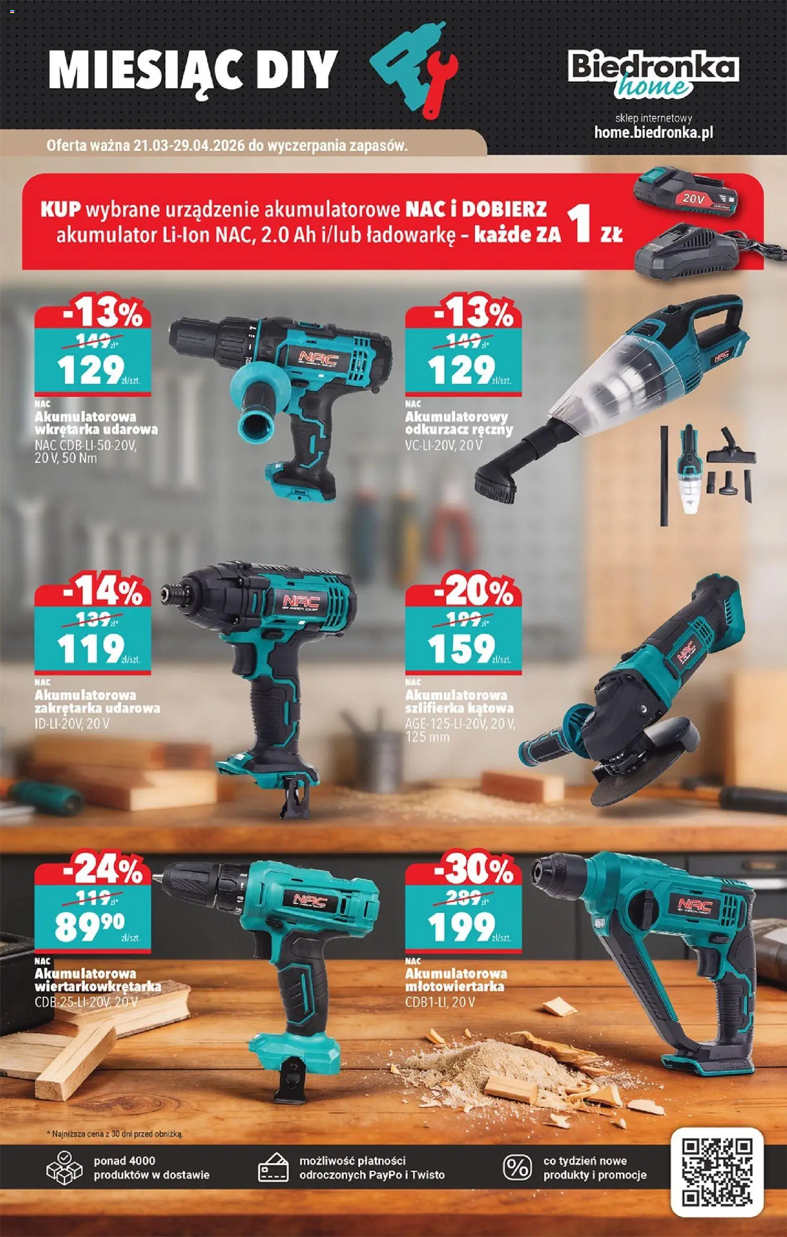 Biedronka gazetka - Hity i inspiracje od 21.03.2026 | Strona: 43 | Produkty: Młotowiertarka, Odkurzacz, Cleaner, Szlifierka