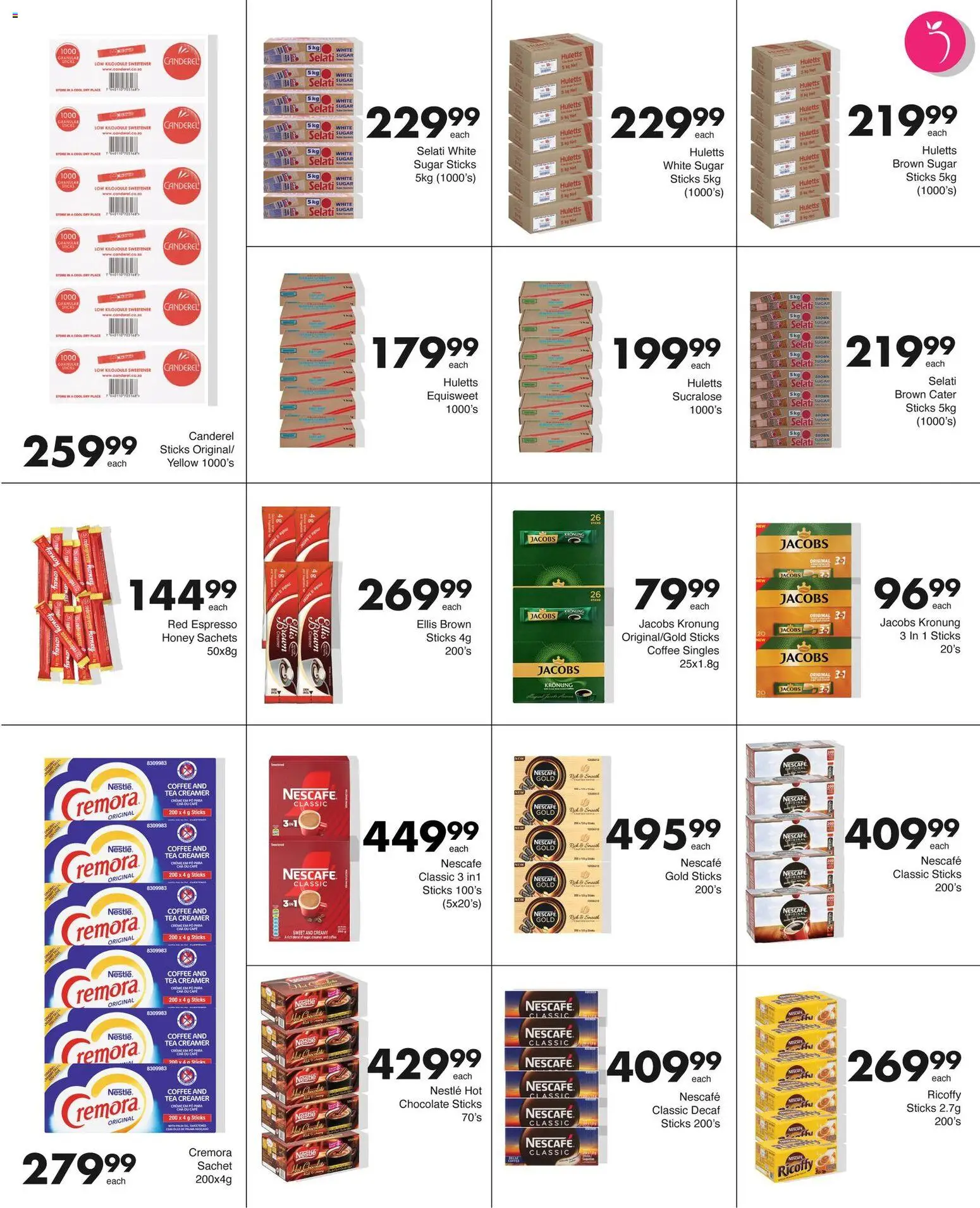 New Save catalogue – valid from 13.04.2026 | Page: 16 | Products: Sweetener, Creamer, Chocolate, Peach