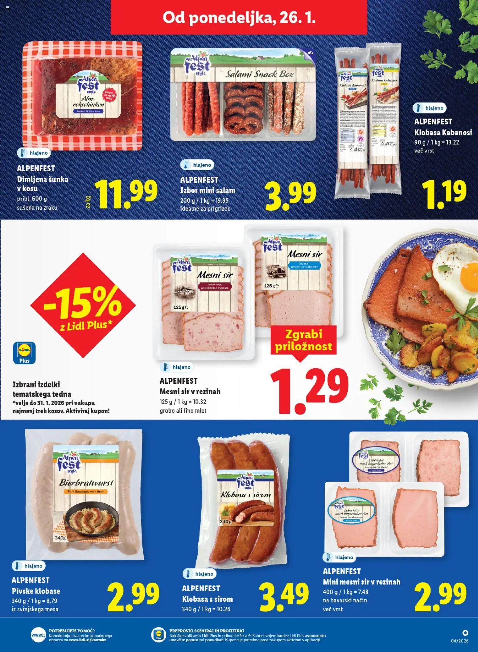 Novi Lidl katalog ponudbe – veljaven od 22.01.2026 | Stran: 39 | Izdelki: Sir, Sunka, Klobase