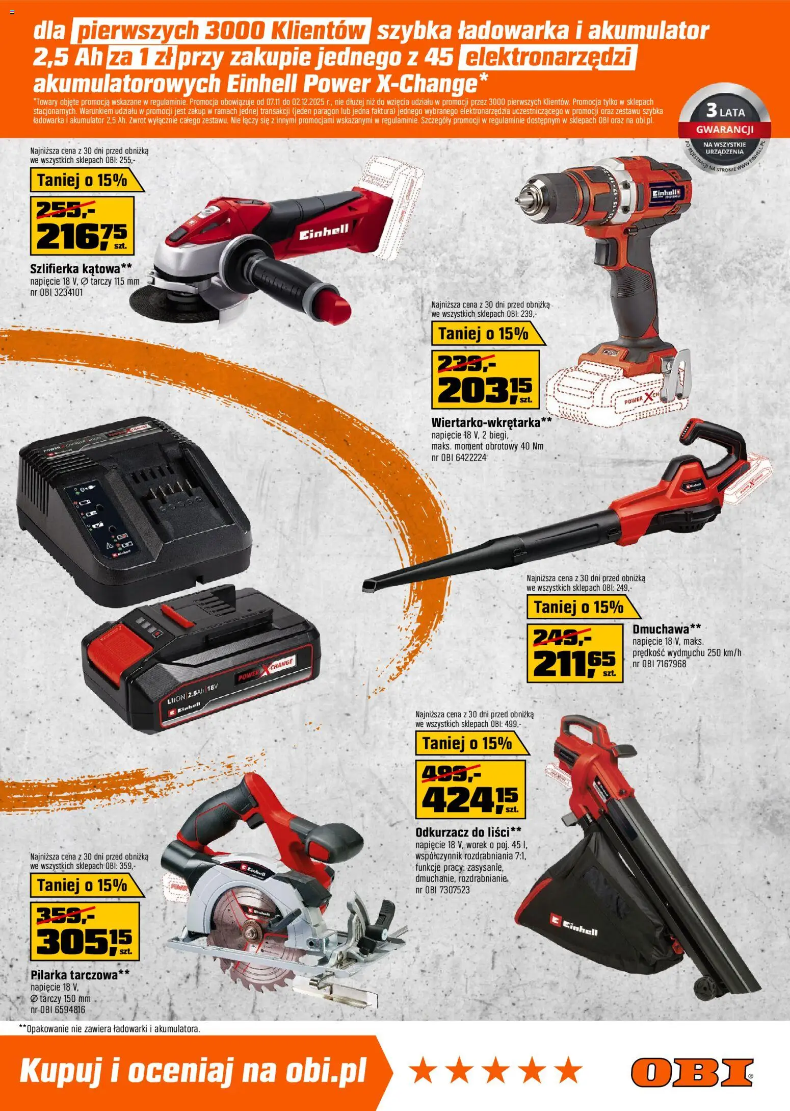 OBI Gazetka od 07.11.2025 | Strona: 13 | Produkty: Ładowarka, Odkurzacz, Szlifierka