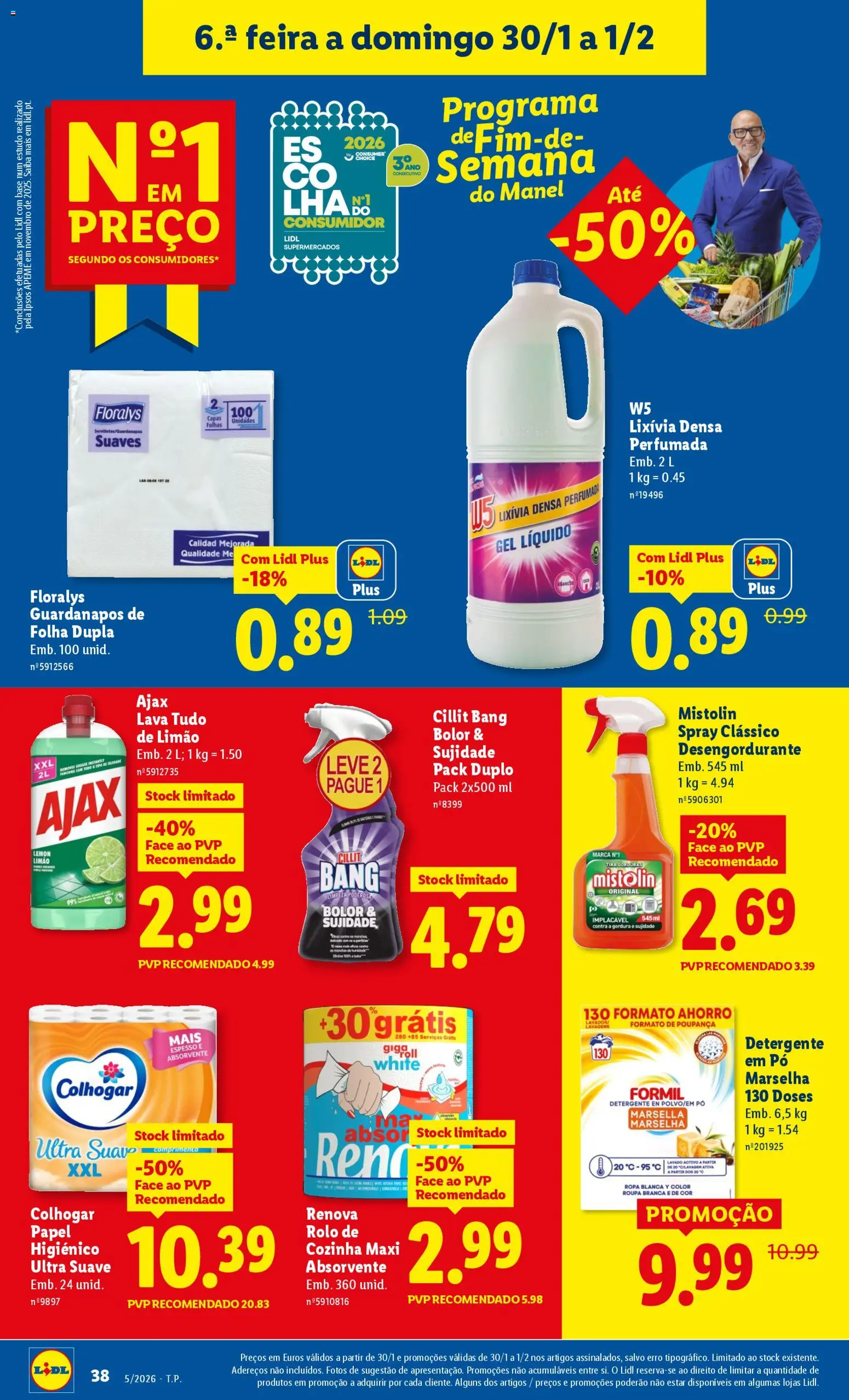 Lidl folheto │ válido de 26.01.2026 | Página: 38 | Produtos: Pó, Guardanapos, Base, Cillit bang bolor