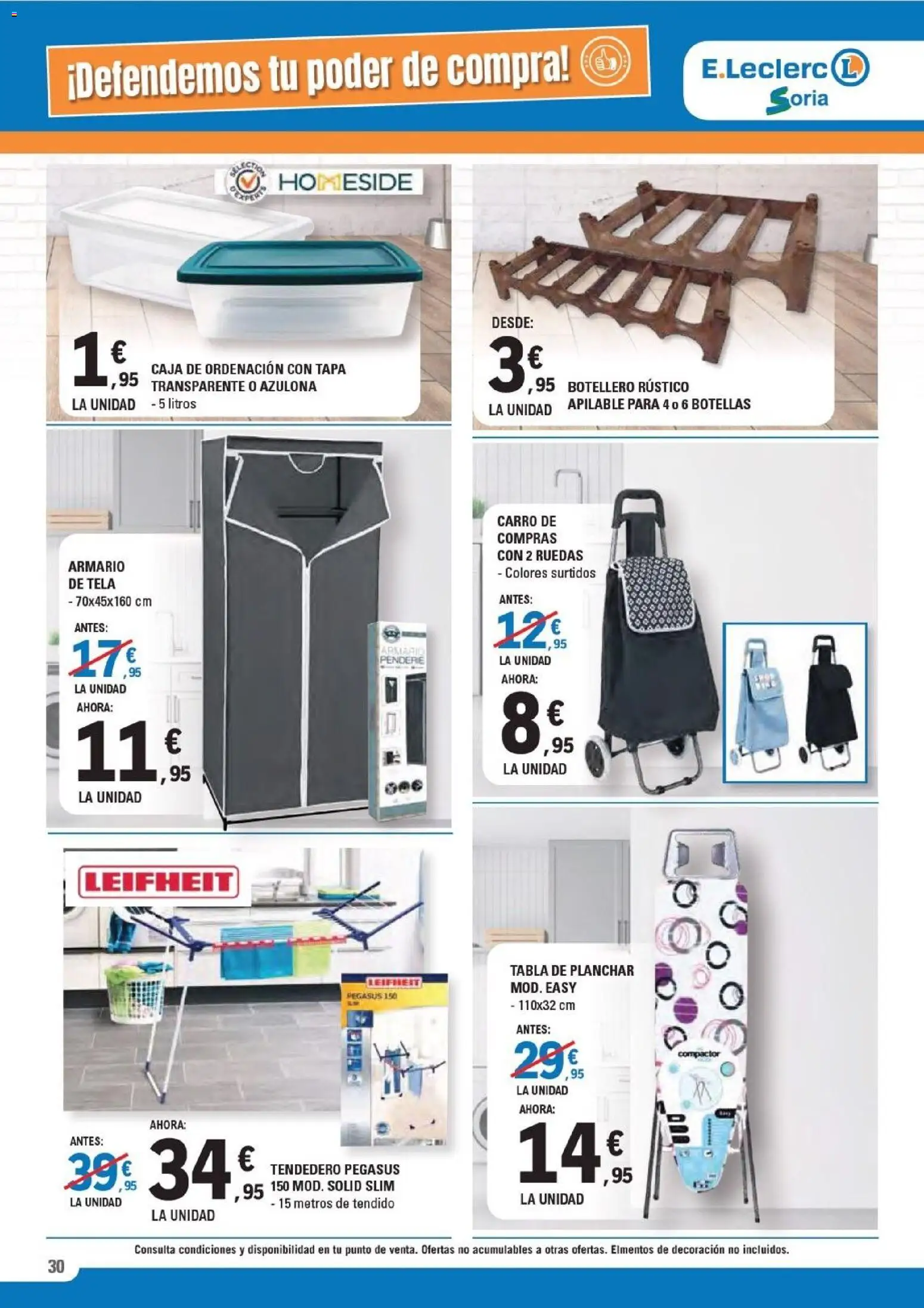 E.Leclerc - Especial Conservas Vegetales │ válido desde el 18.02.2026 | Página: 30 | Productos: Tendedero, Tabla de planchar, Armario, Caja