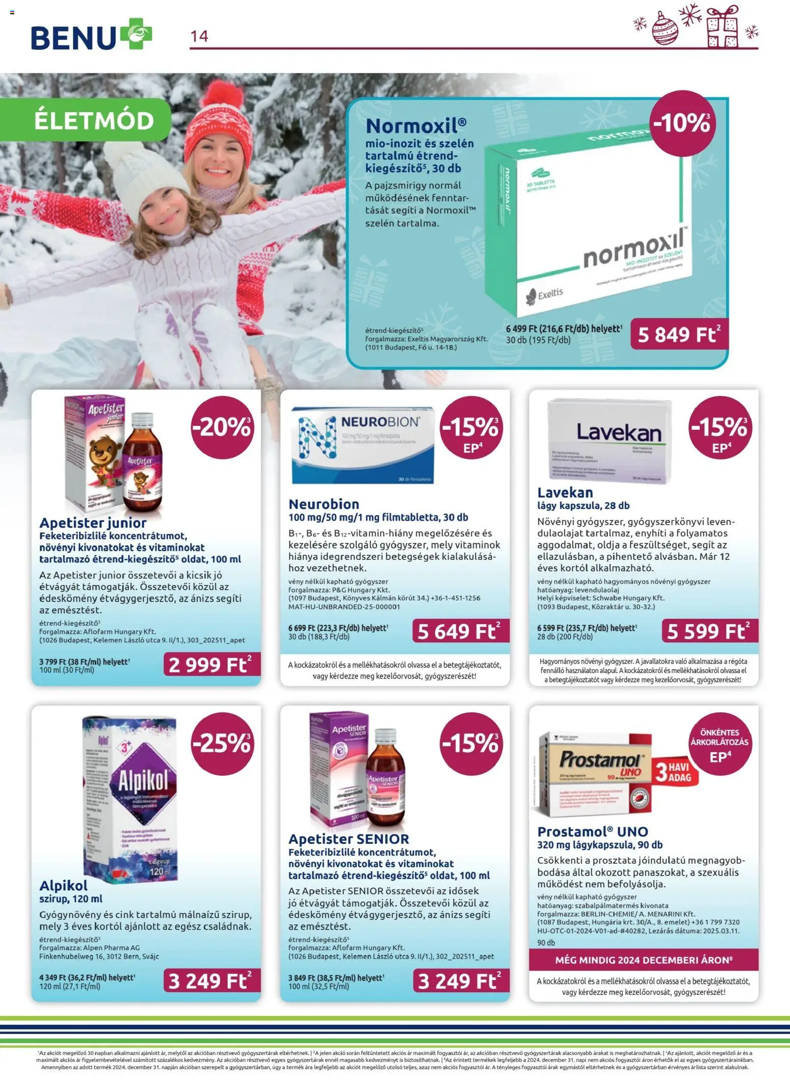 BENU Gyógyszertárak akciós ujság - amely érvényes a következő dátumtól: 01.12.2025 | Oldal: 14