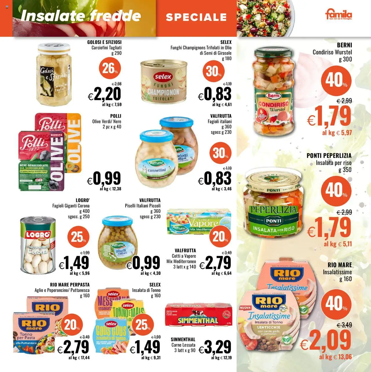 Volantino Famila del 31.07.2025 | Pagina: 13 | Prodotti: Fagioli, Lenticchie, Olive, Pomodori