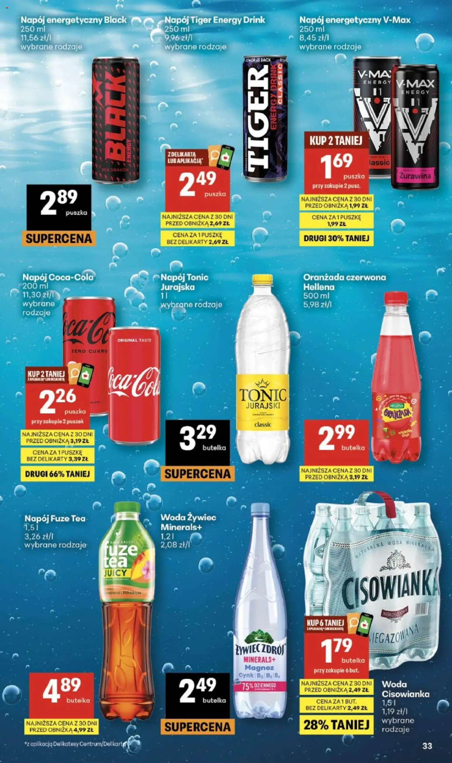 Delikatesy Centrum gazetka od 16.04.2026 | Strona: 33 | Produkty: Woda żywiec, Delikatesy, Żurawina, Woda