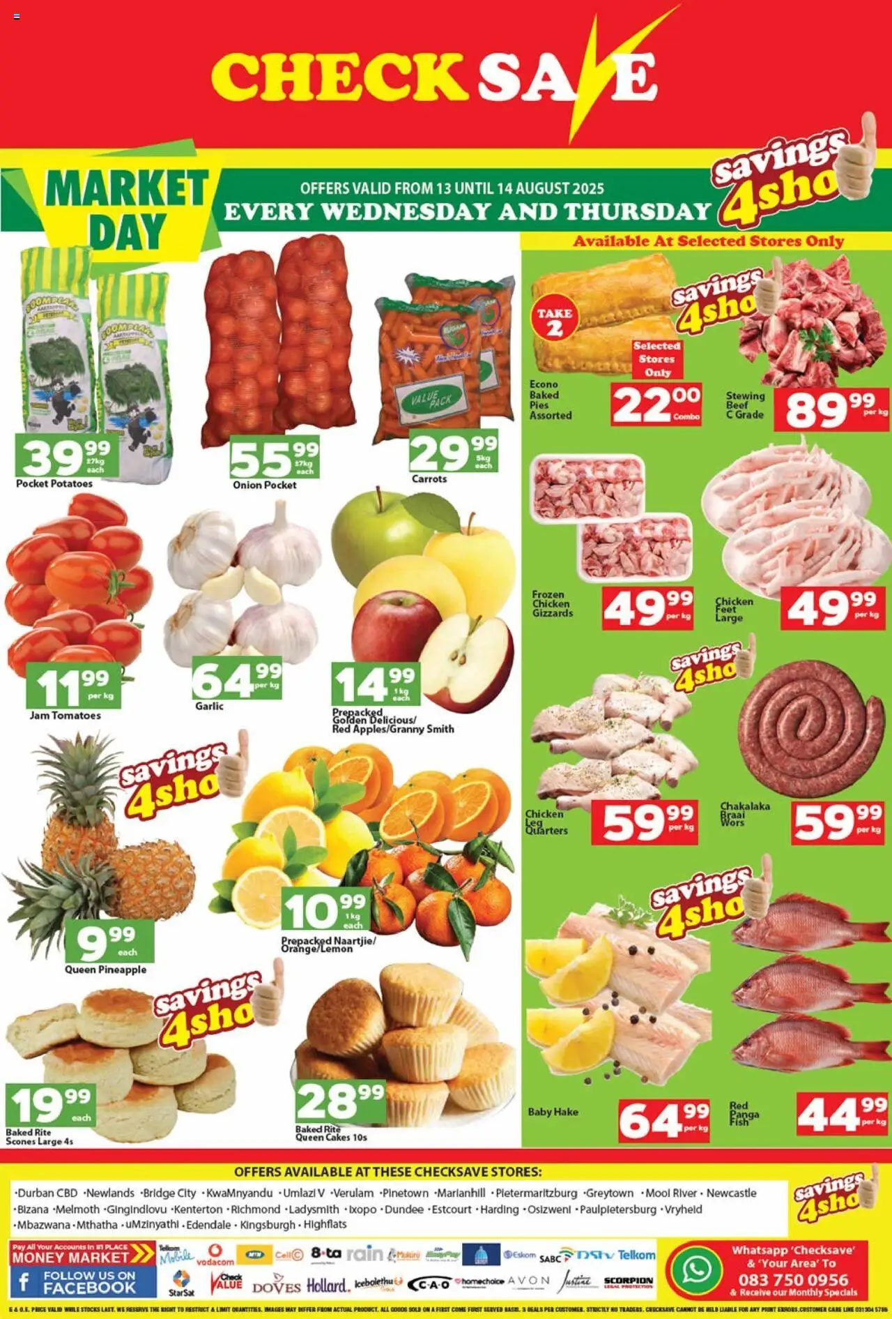 Check Save Specials │ valid from 13.08.2025 | Page: 2 | Products: Chicken, Beef, Pineapple, Carrots