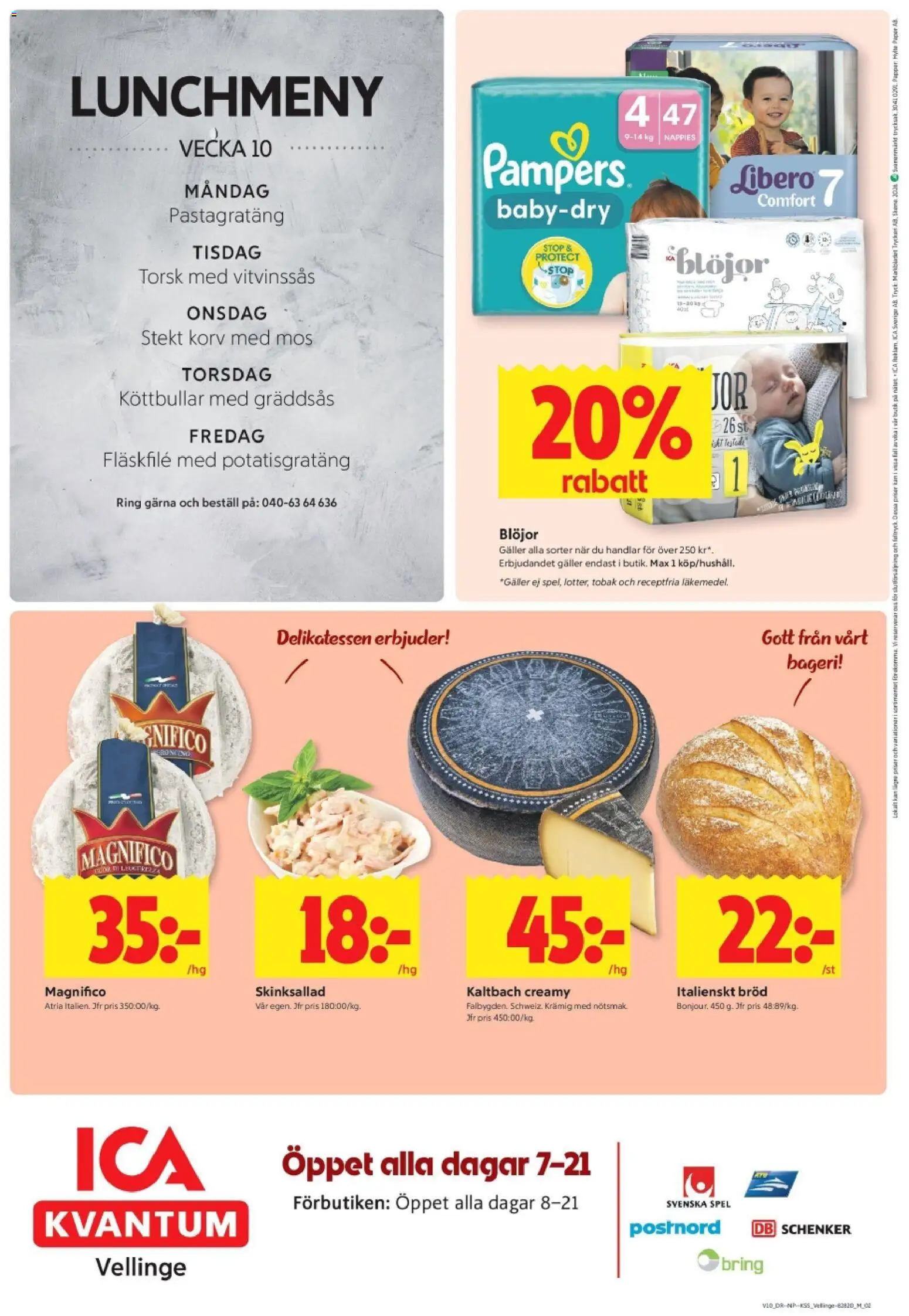 ICA Kvantum reklamblad aktuell från 02.03.2026 | Sida: 10 | Produkter: Köttbullar, Galler, Bröd, Spel