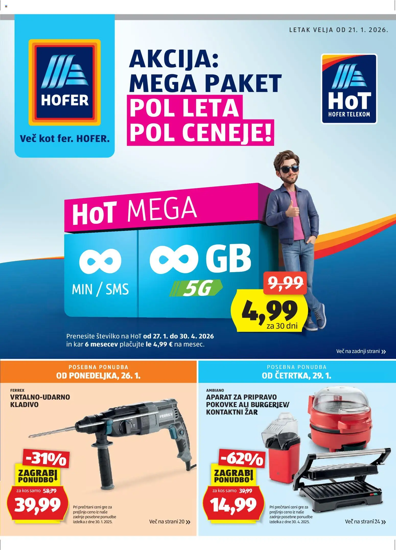 Novi Hofer katalog ponudbe – veljaven od 21.01.2026 | Stran: 1 | Izdelki: Zar, Kos, Grill, Kladivo