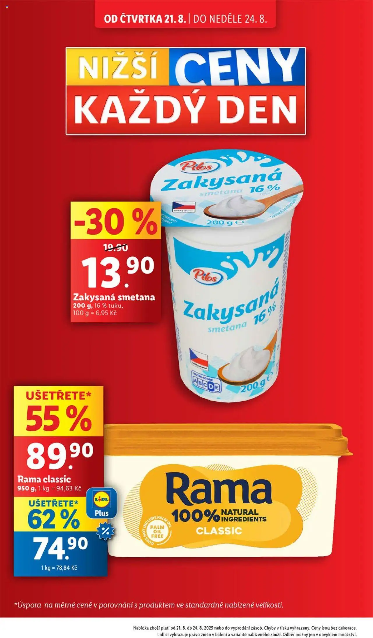 Lidl leták od 21.08.2025 | Strana: 4 | Produkty: Smetana, Rama, Zakysaná smetana