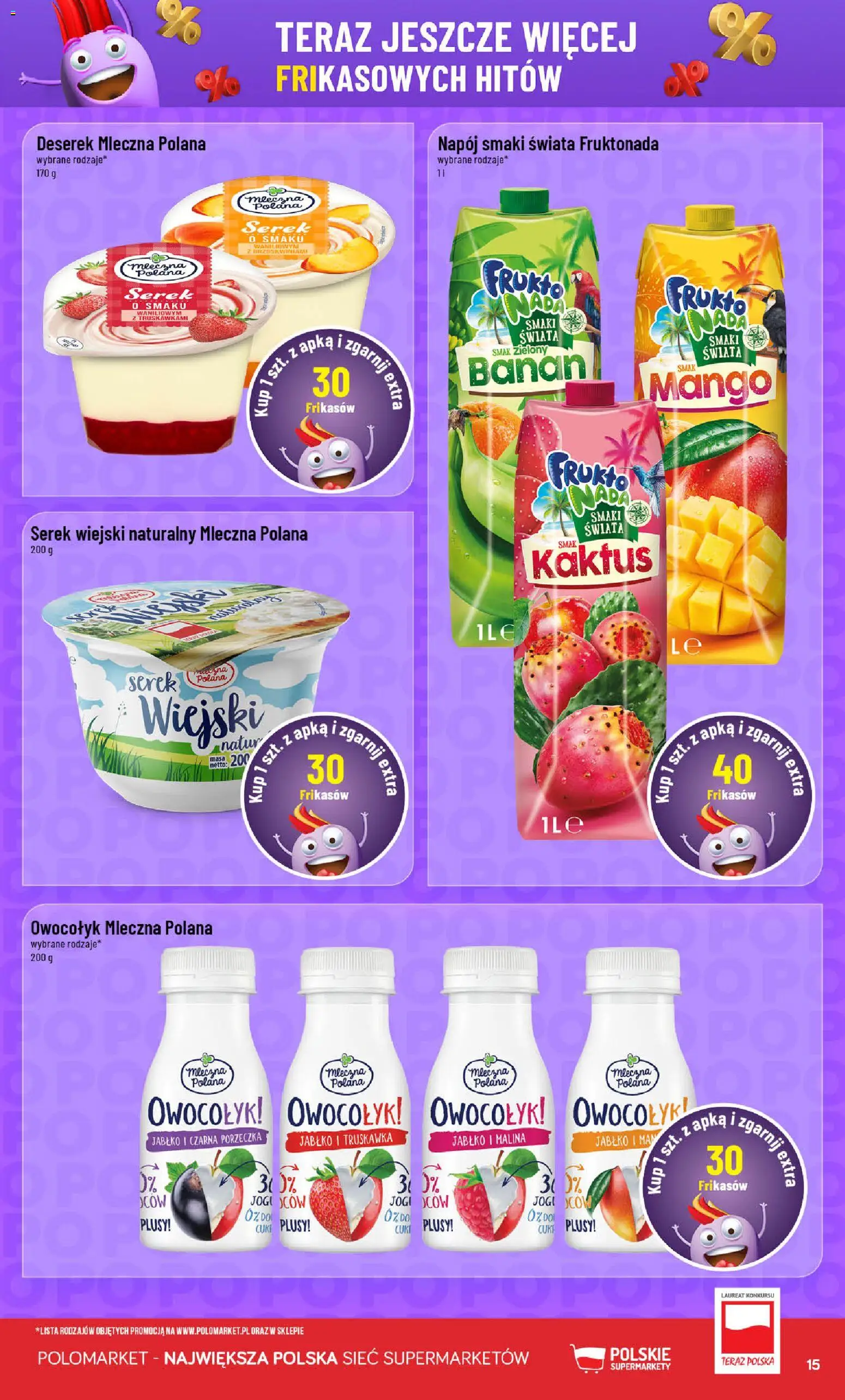 POLOmarket gazetka - Frikasowe Hity od 15.04.2026 | Strona: 15 | Produkty: Malina, Porzeczka, Serek wiejski, Banan