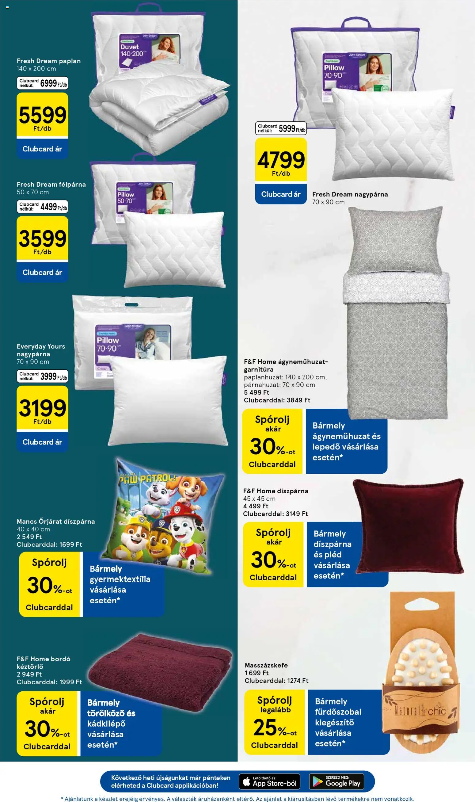 Tesco akciós ujság - amely érvényes a következő dátumtól: 02.01.2026 | Oldal: 15 | Termékek: Törölköző, Párnahuzat, Lepedő, Díszpárna