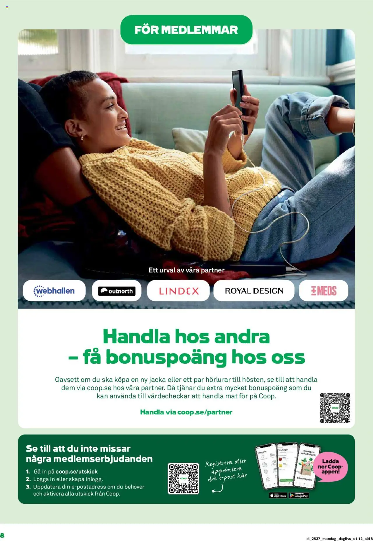 Coop Daglivs reklamblad aktuell från 08.09.2025 | Sida: 8 | Produkter: Jacka, Hörlurar