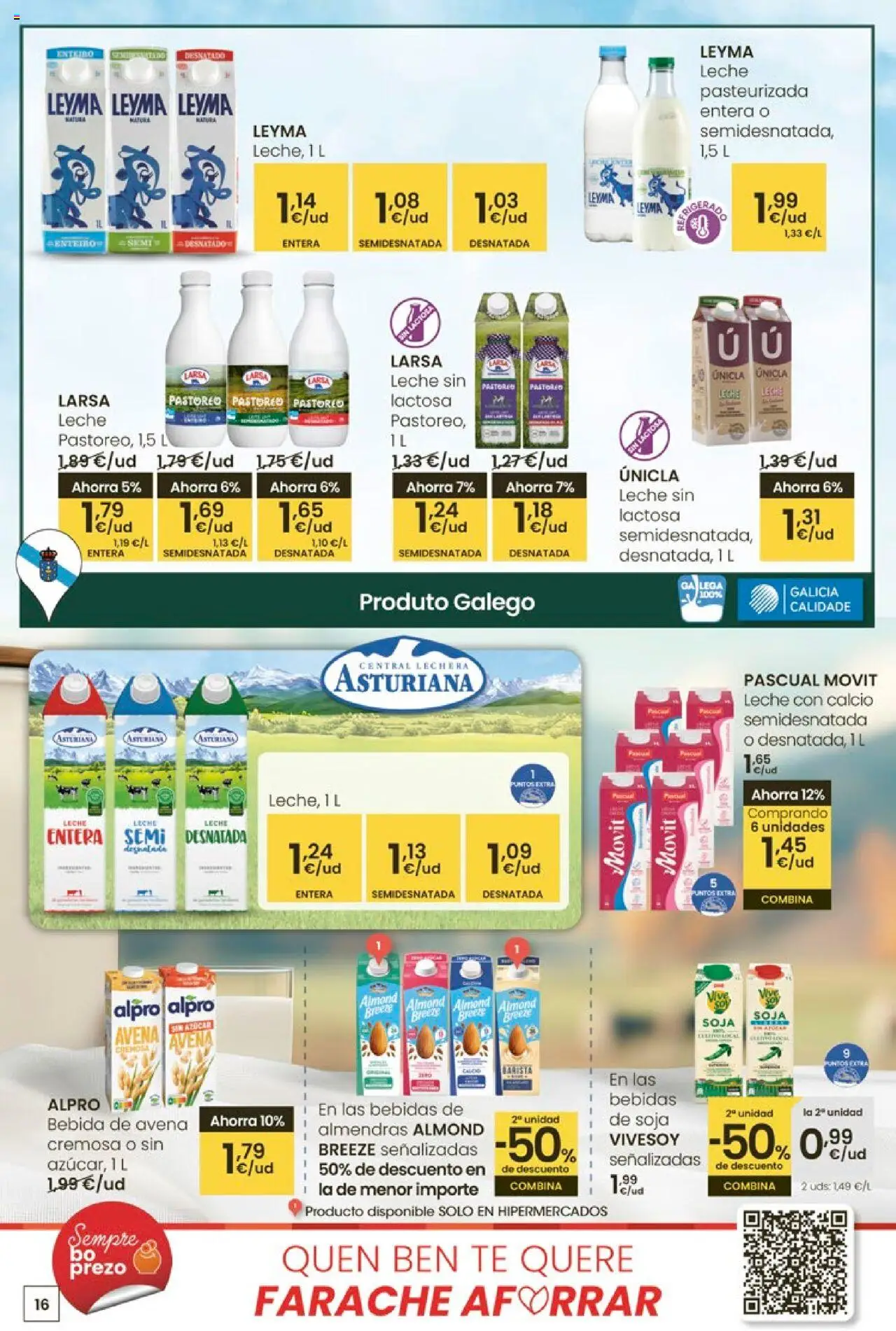 Eroski - Ofertón  │ válido desde el 02.10.2025 | Página: 16 | Productos: Leche entera, Leche, Té, Bebida de avena